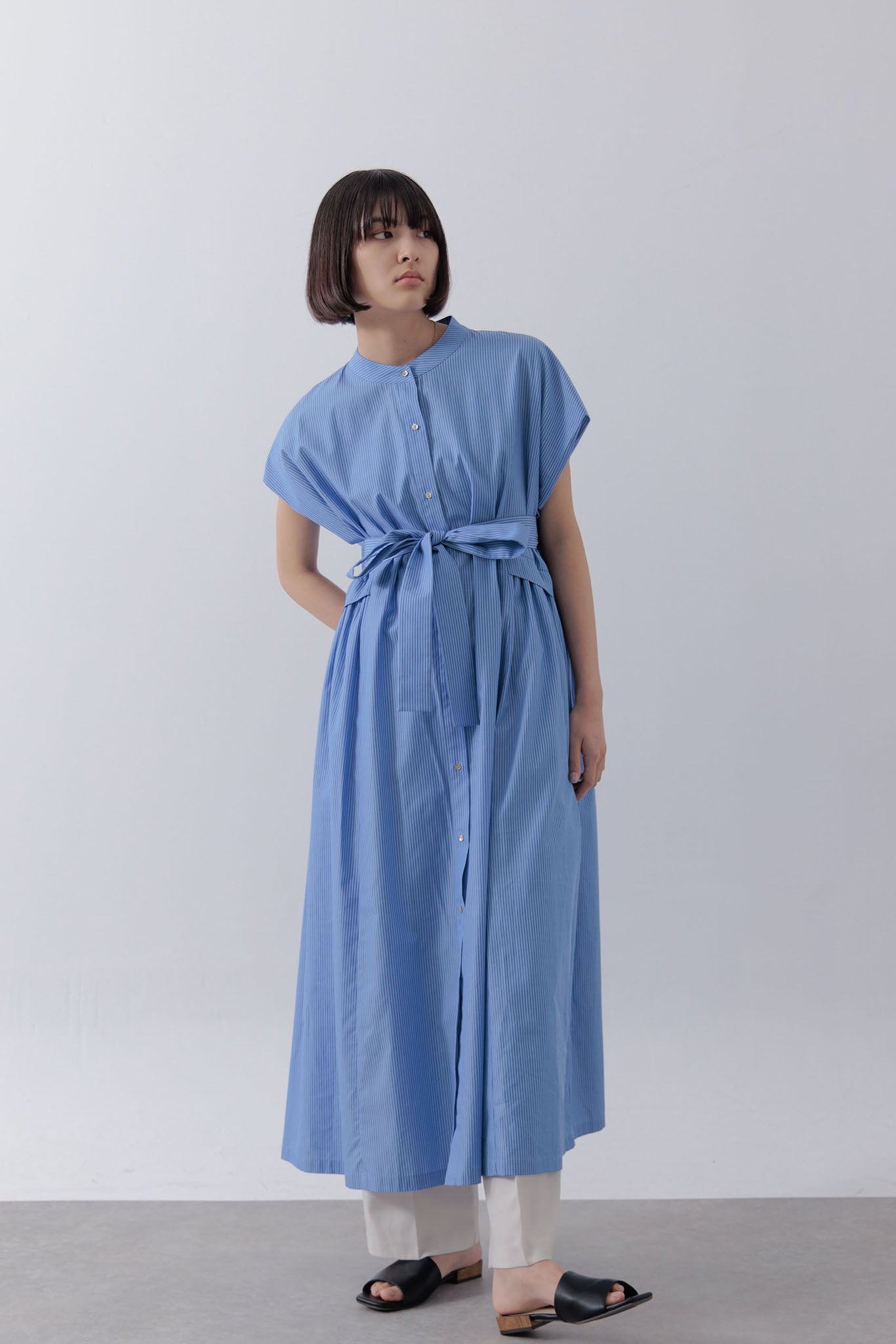 サイド切り替えシャツワンピース
