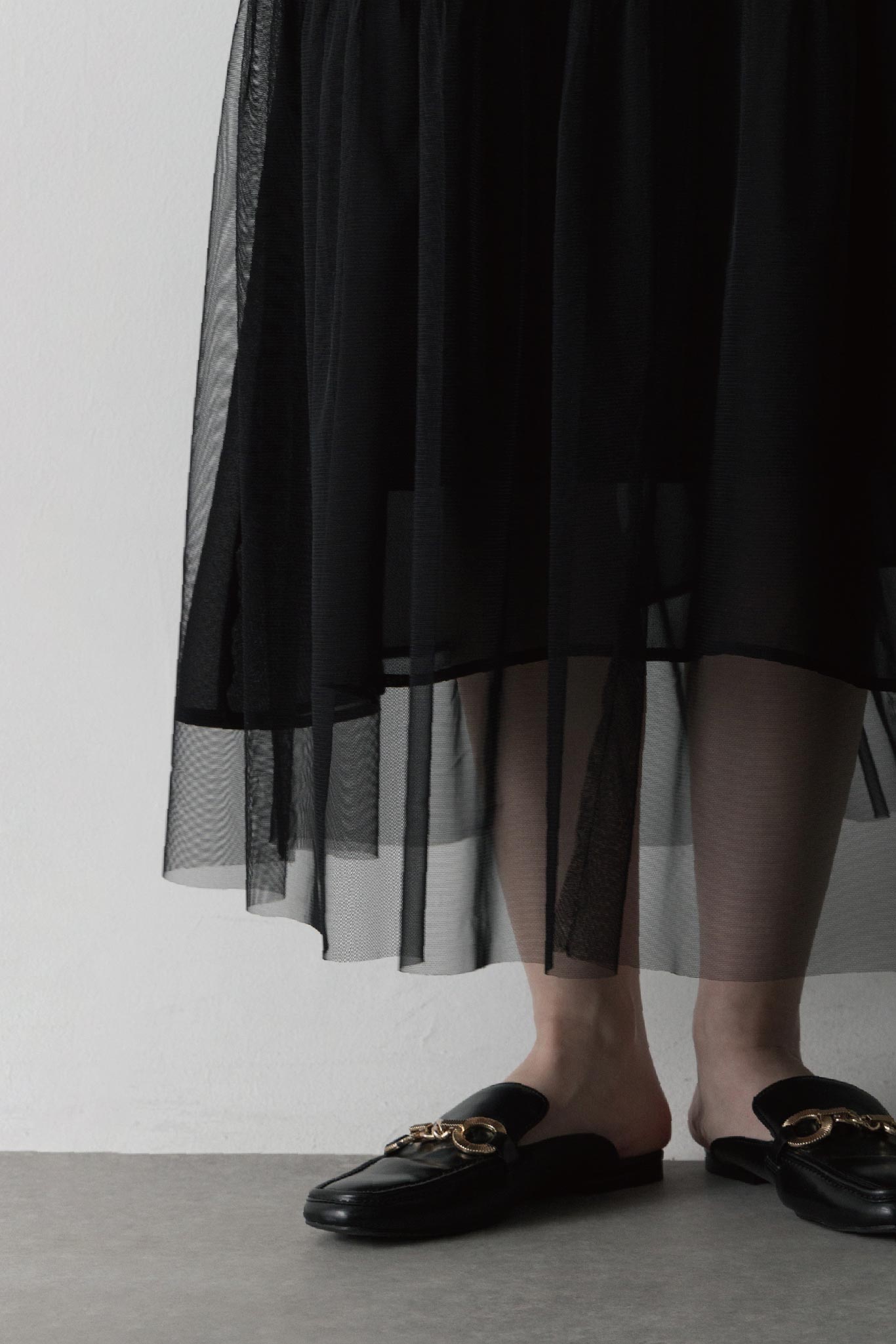 チュールレイヤードワンピース