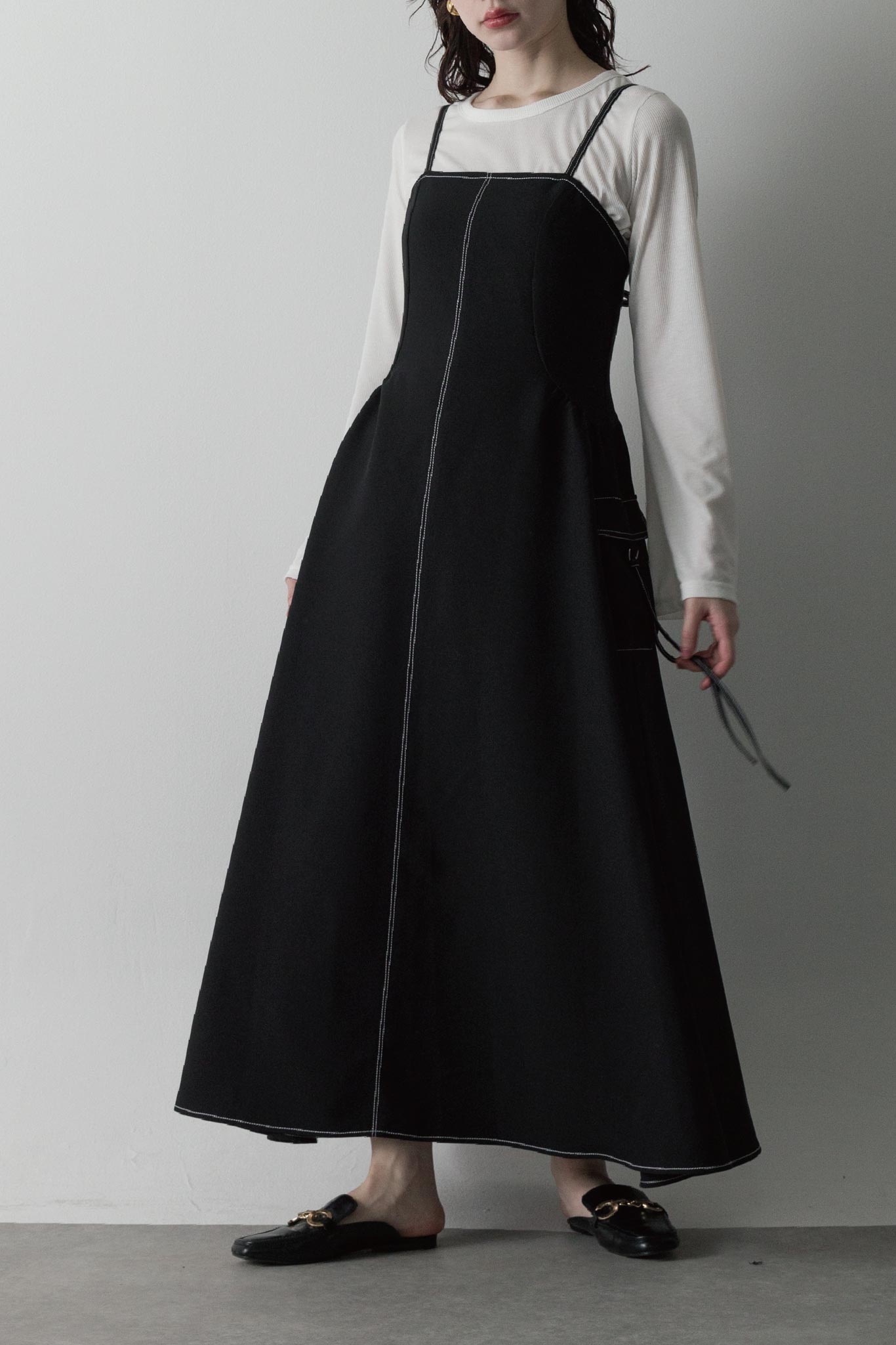 Two-tone stitch camisole dress