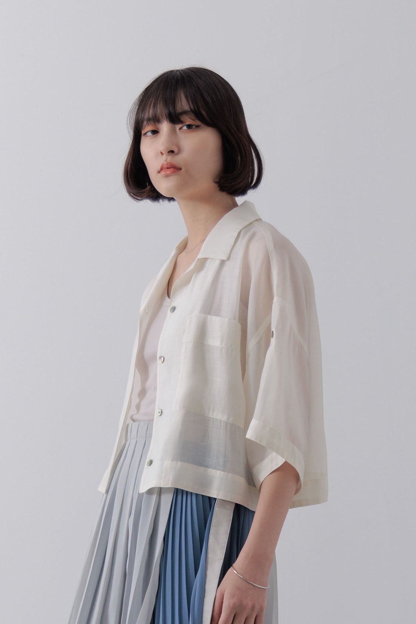 Sheer cropped shirt