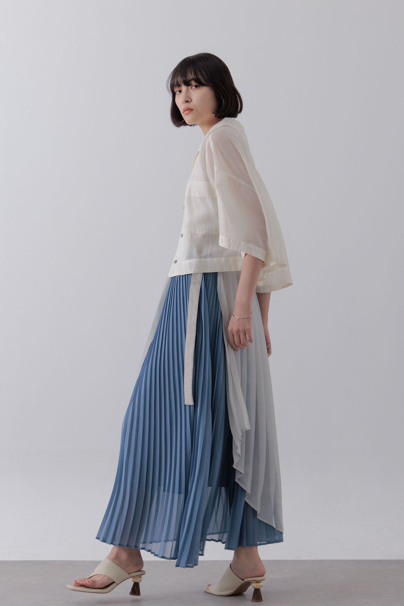 Wrap layered pleated skirt