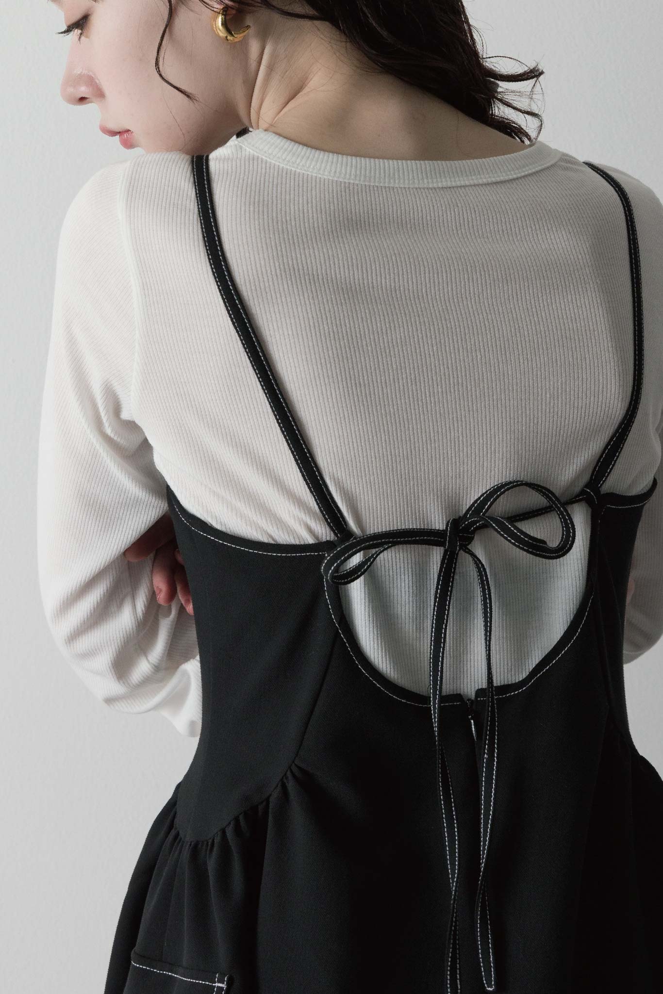 Two-tone stitch camisole dress