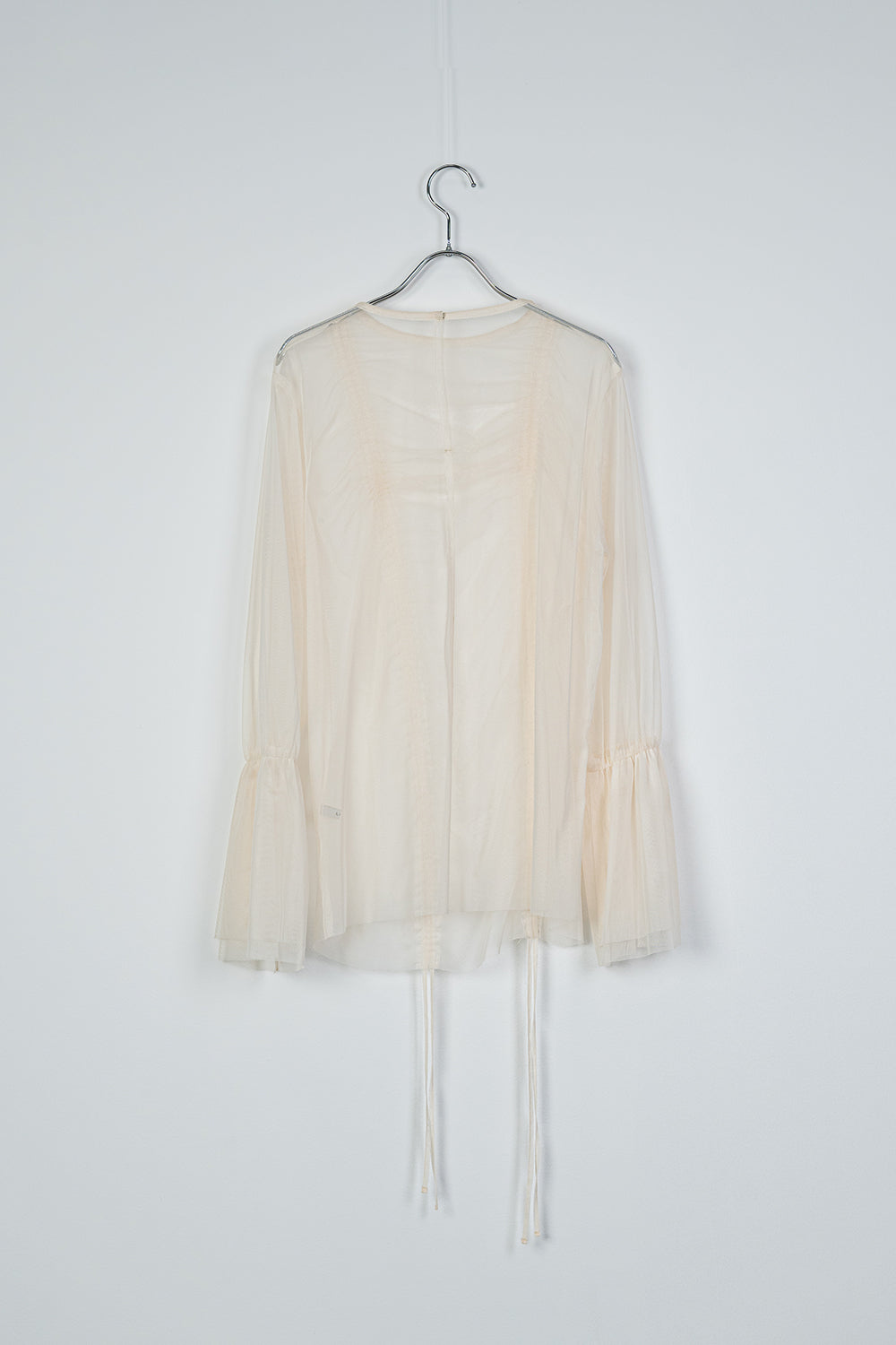 Sheer tulle gathered top