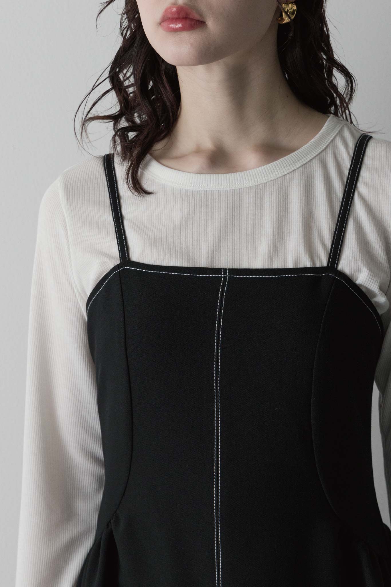 Two-tone stitch camisole dress