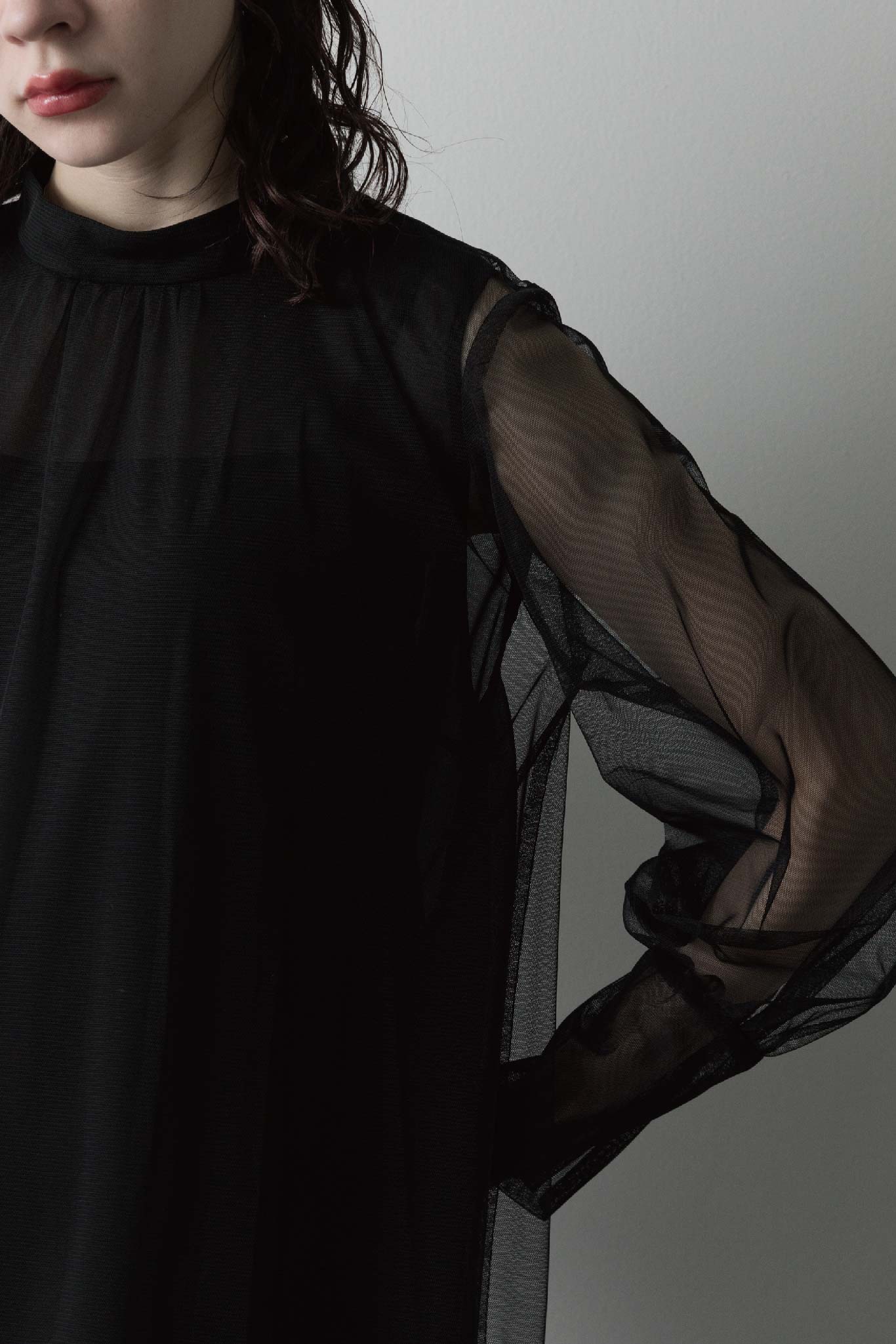 チュールレイヤードワンピース