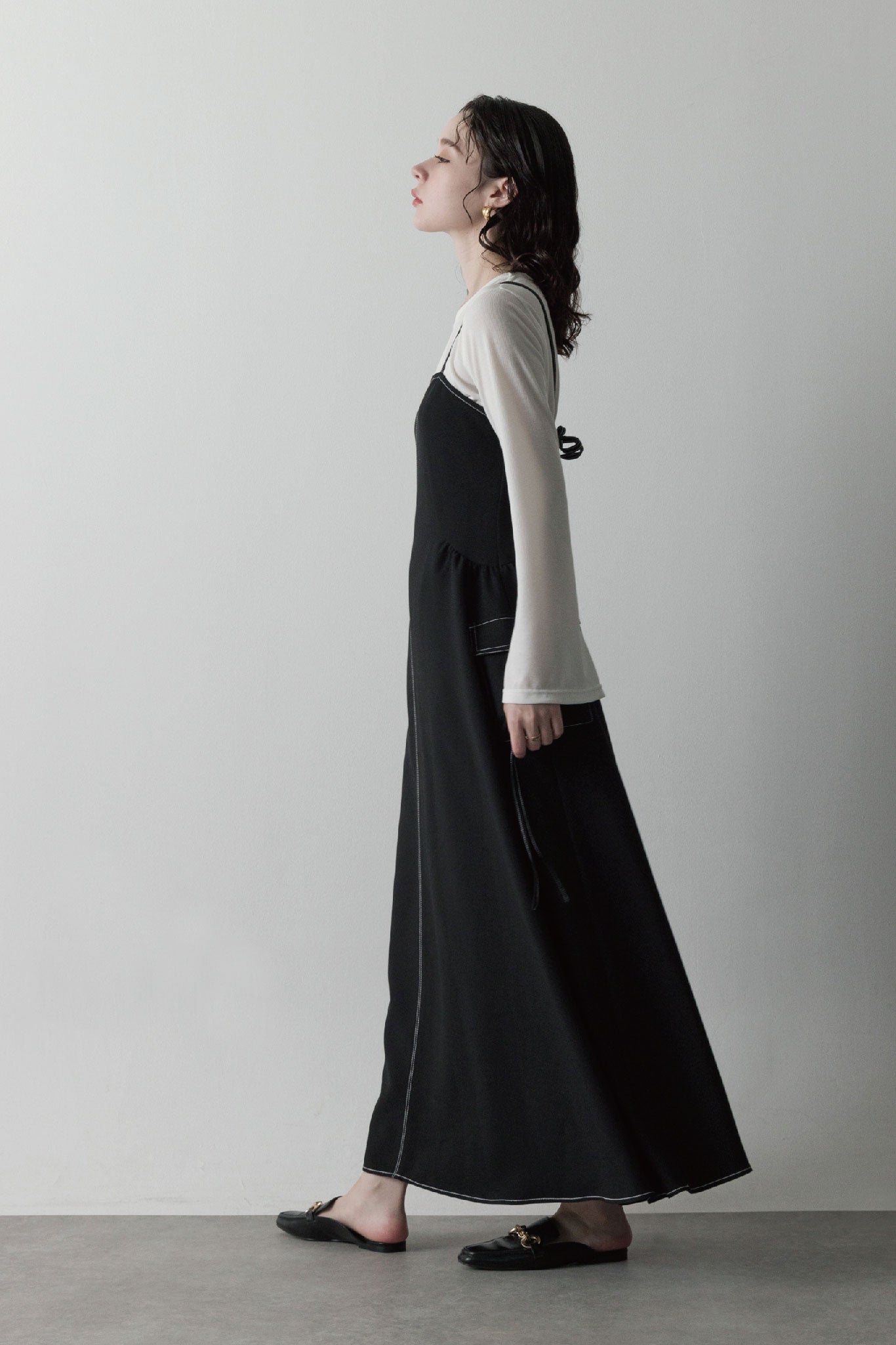 Two-tone stitch camisole dress