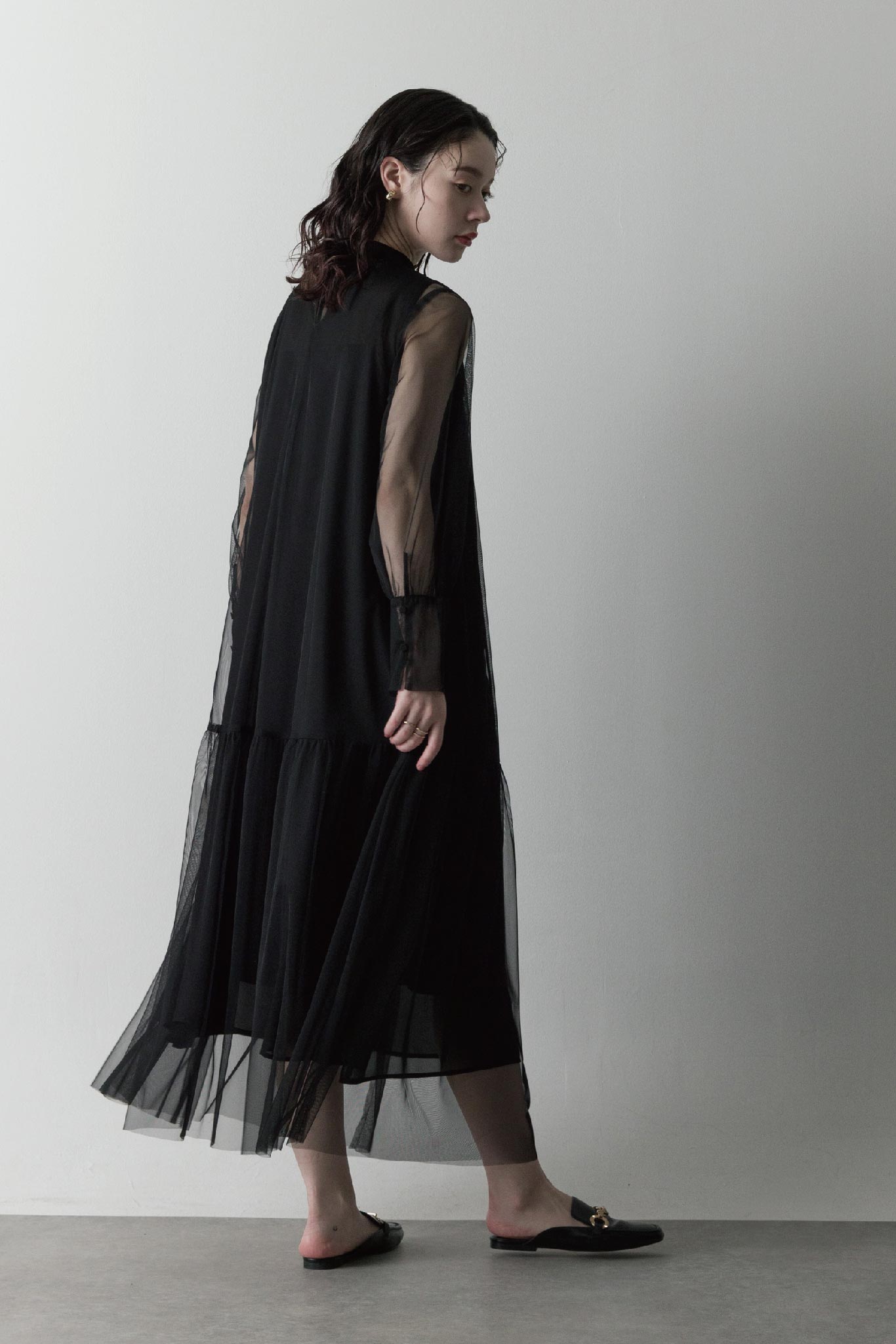 チュールレイヤードワンピース