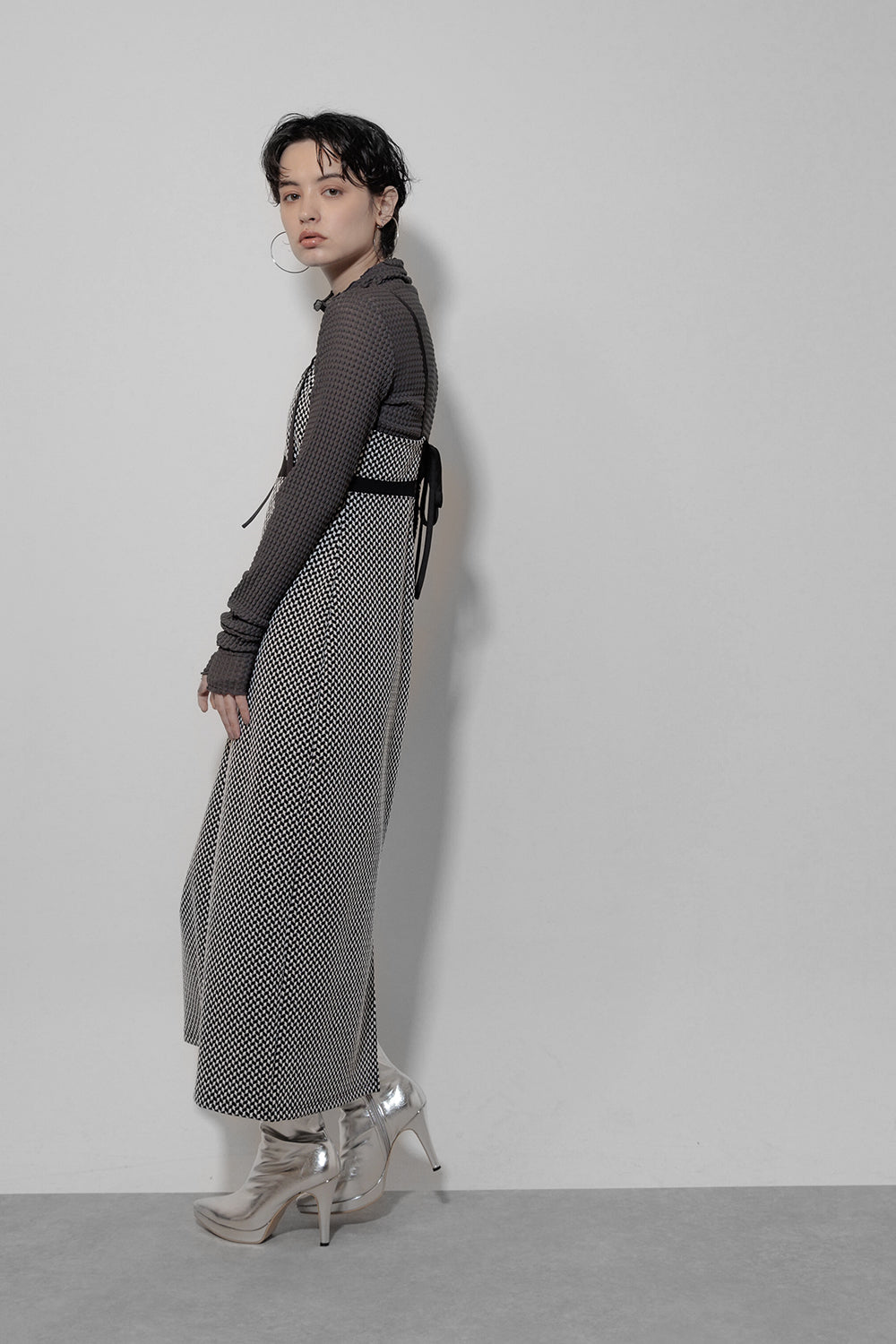 Cut jacquard camisole dress