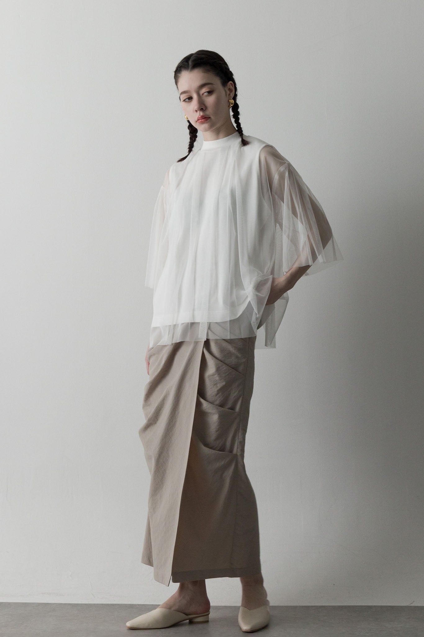 チュールレイヤードカットソー