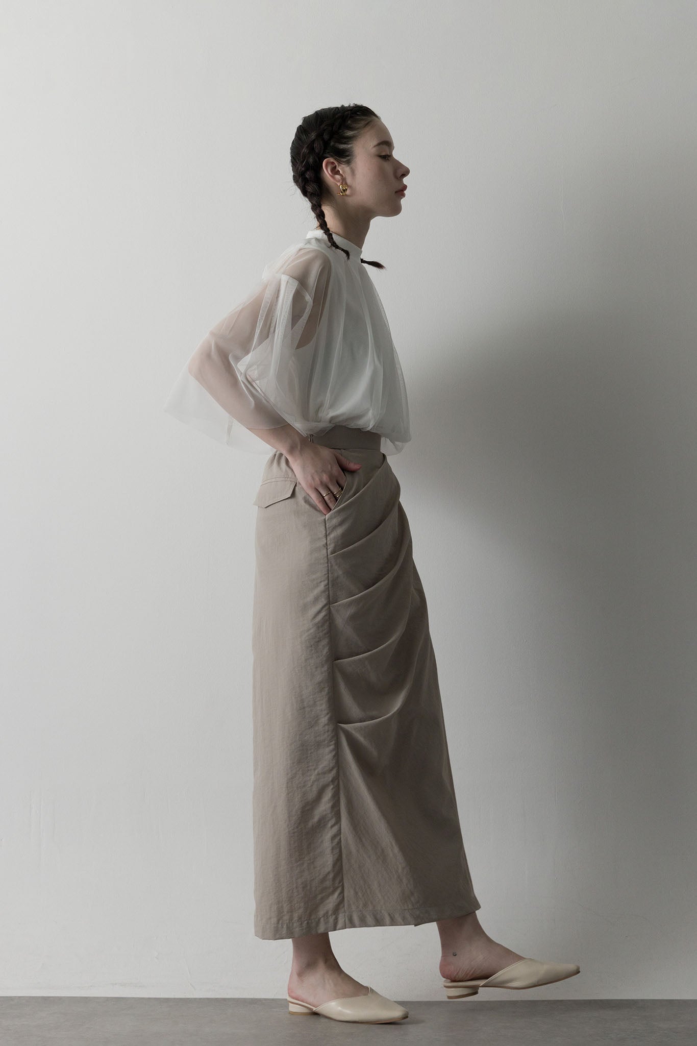 チュールレイヤードカットソー