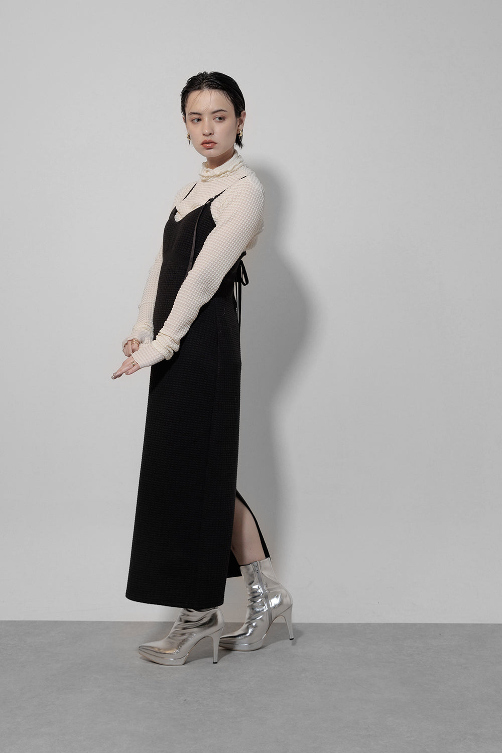 Cut jacquard camisole dress