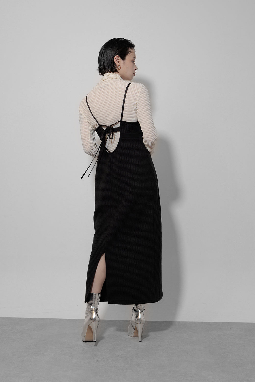 Cut jacquard camisole dress