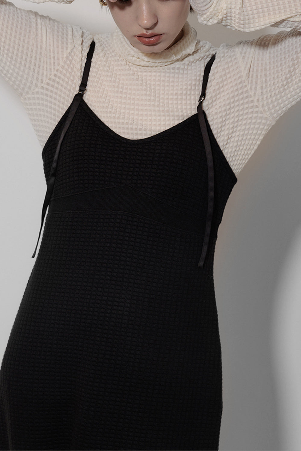 Cut jacquard camisole dress