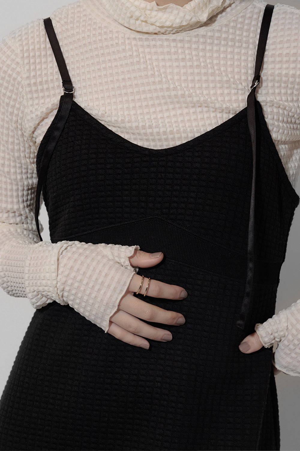 Cut jacquard camisole dress