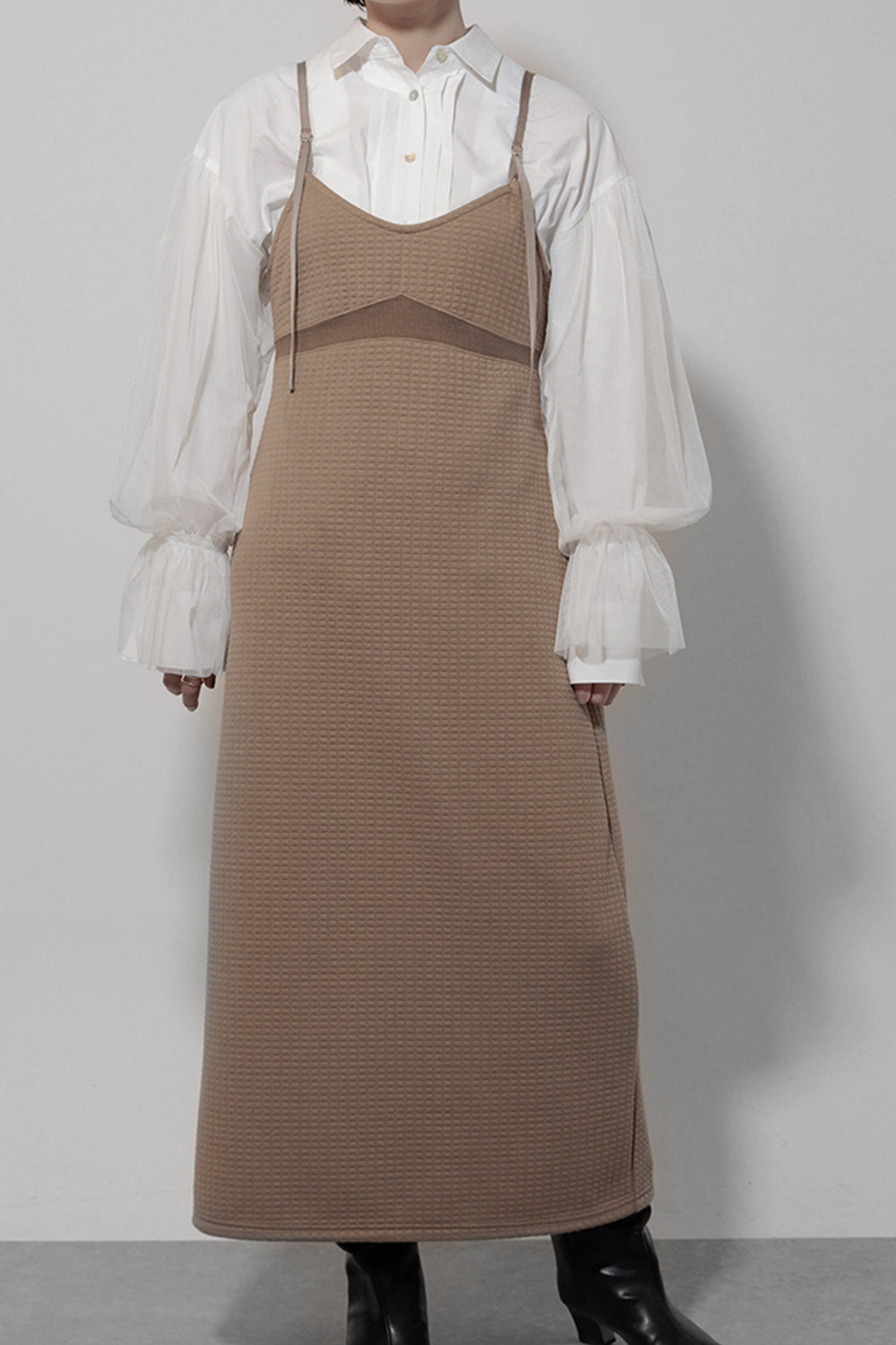 Cut jacquard camisole dress