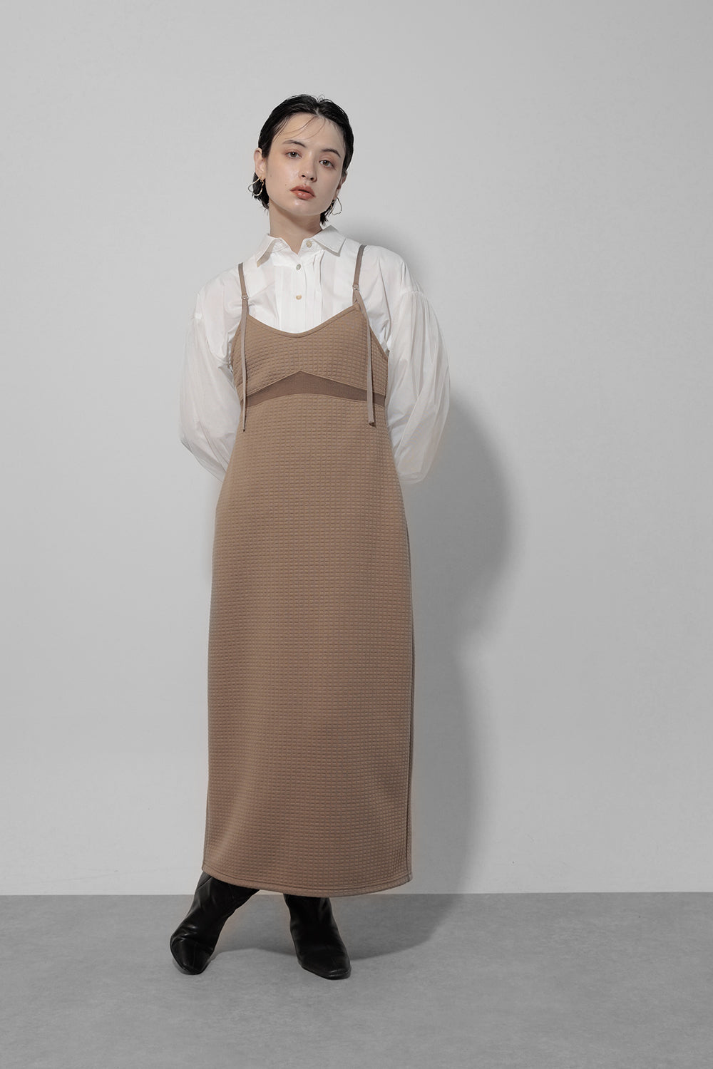 Cut jacquard camisole dress
