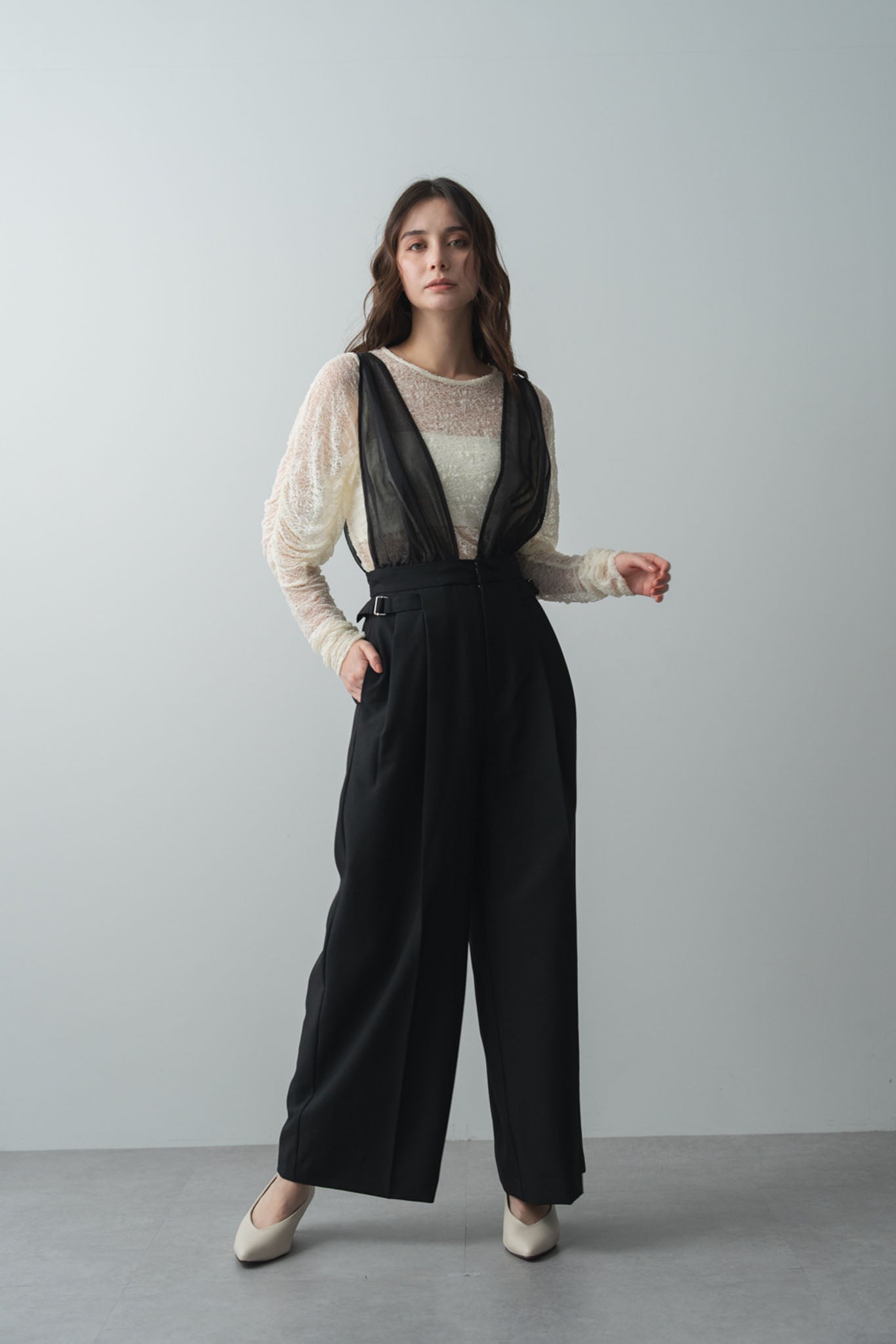 チュールサスペンダーサロペット