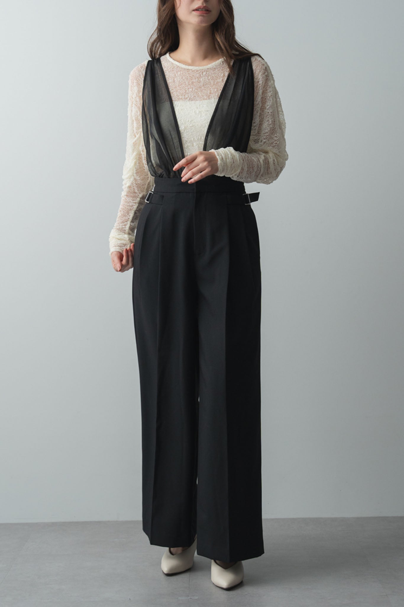 チュールサスペンダーサロペット