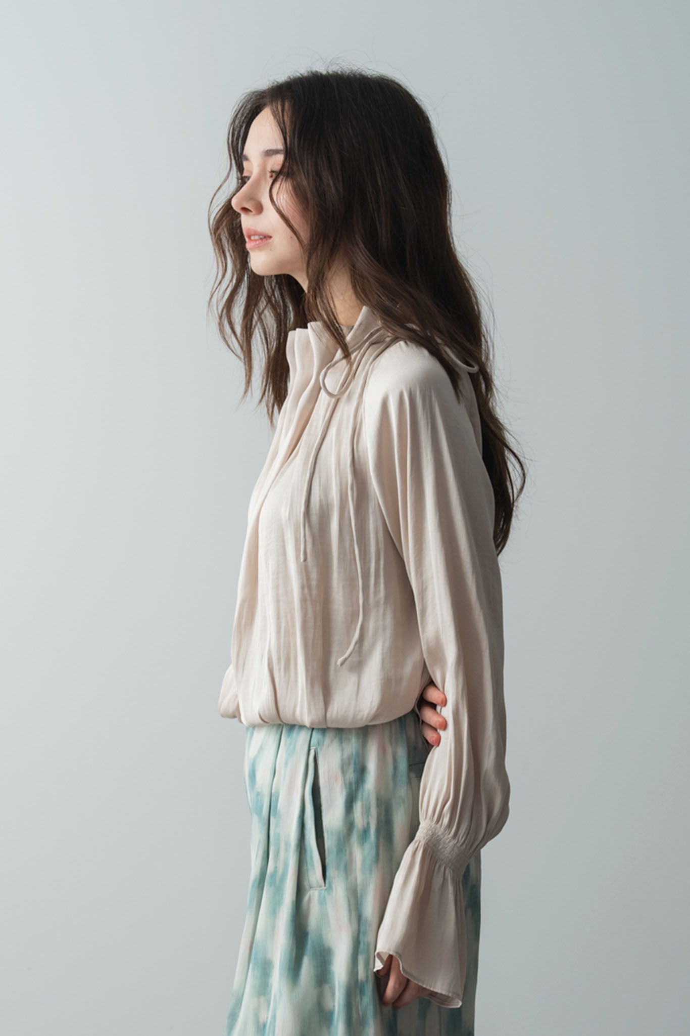 正規新品 LIMI feu 製品染シフォン崩しタックギャザー スカート 