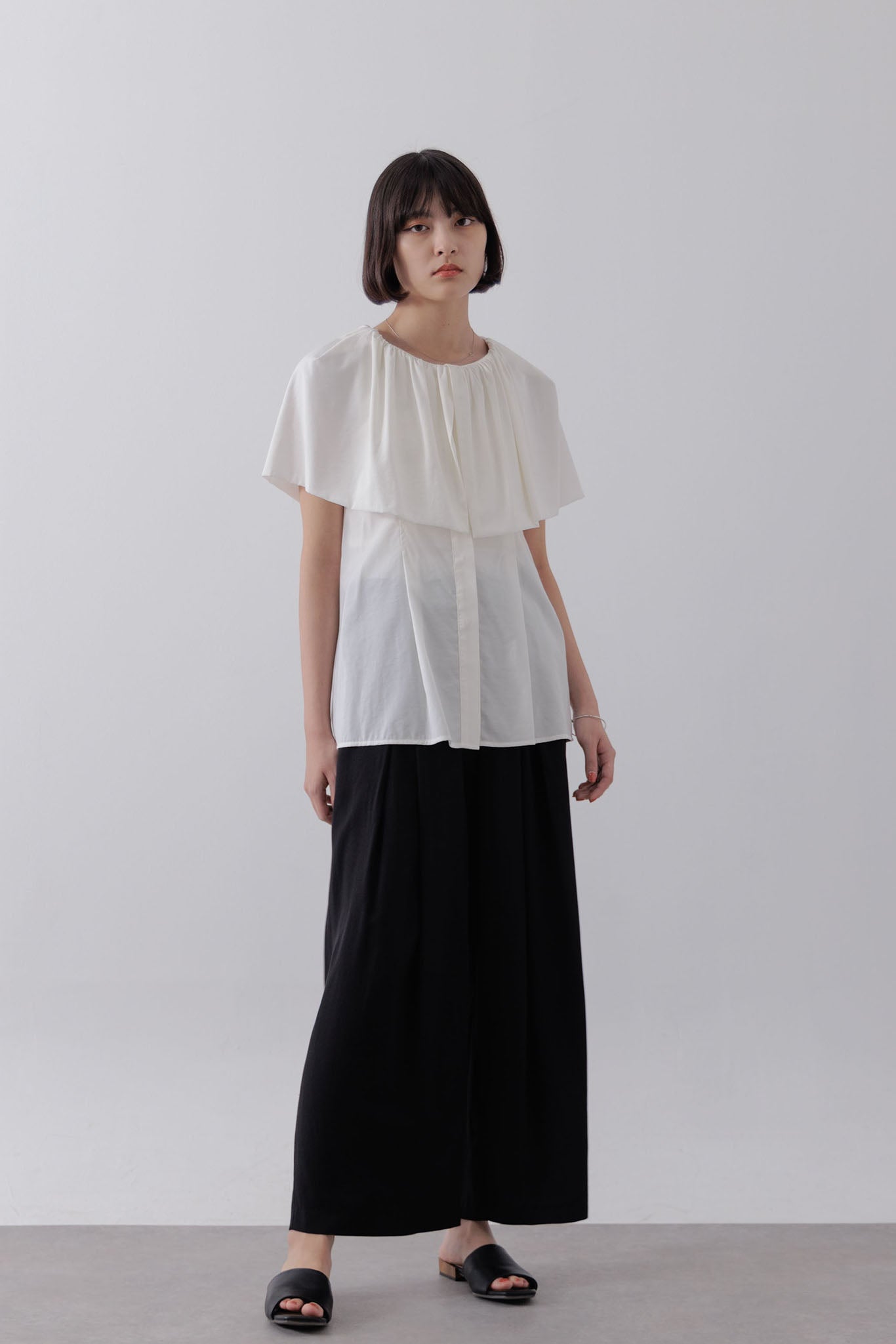 Shoulder wrap cape blouse