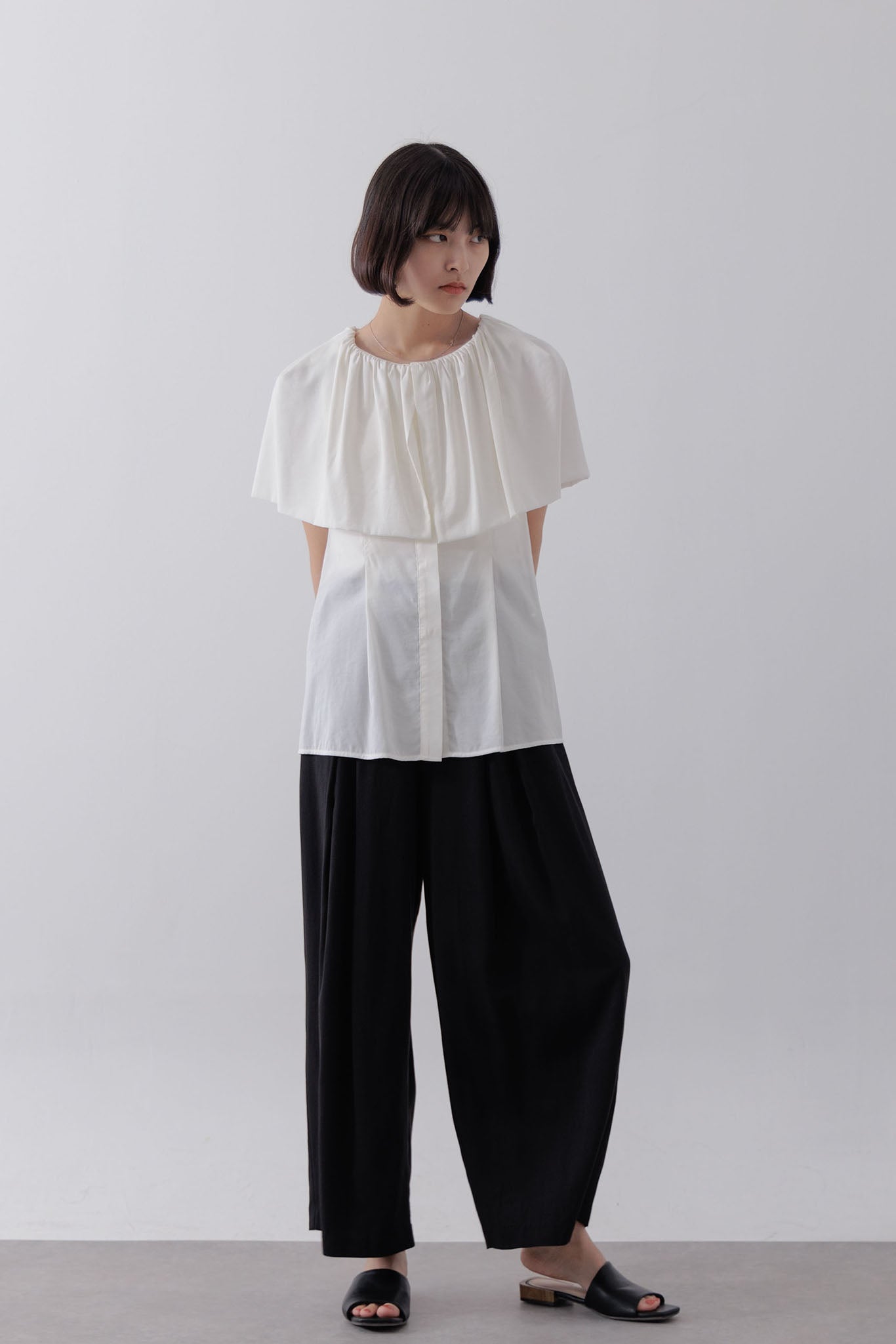 Shoulder wrap cape blouse