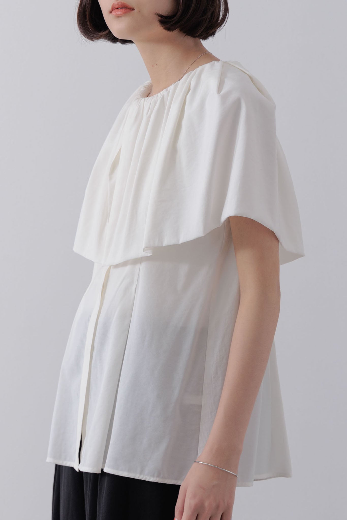 Shoulder wrap cape blouse