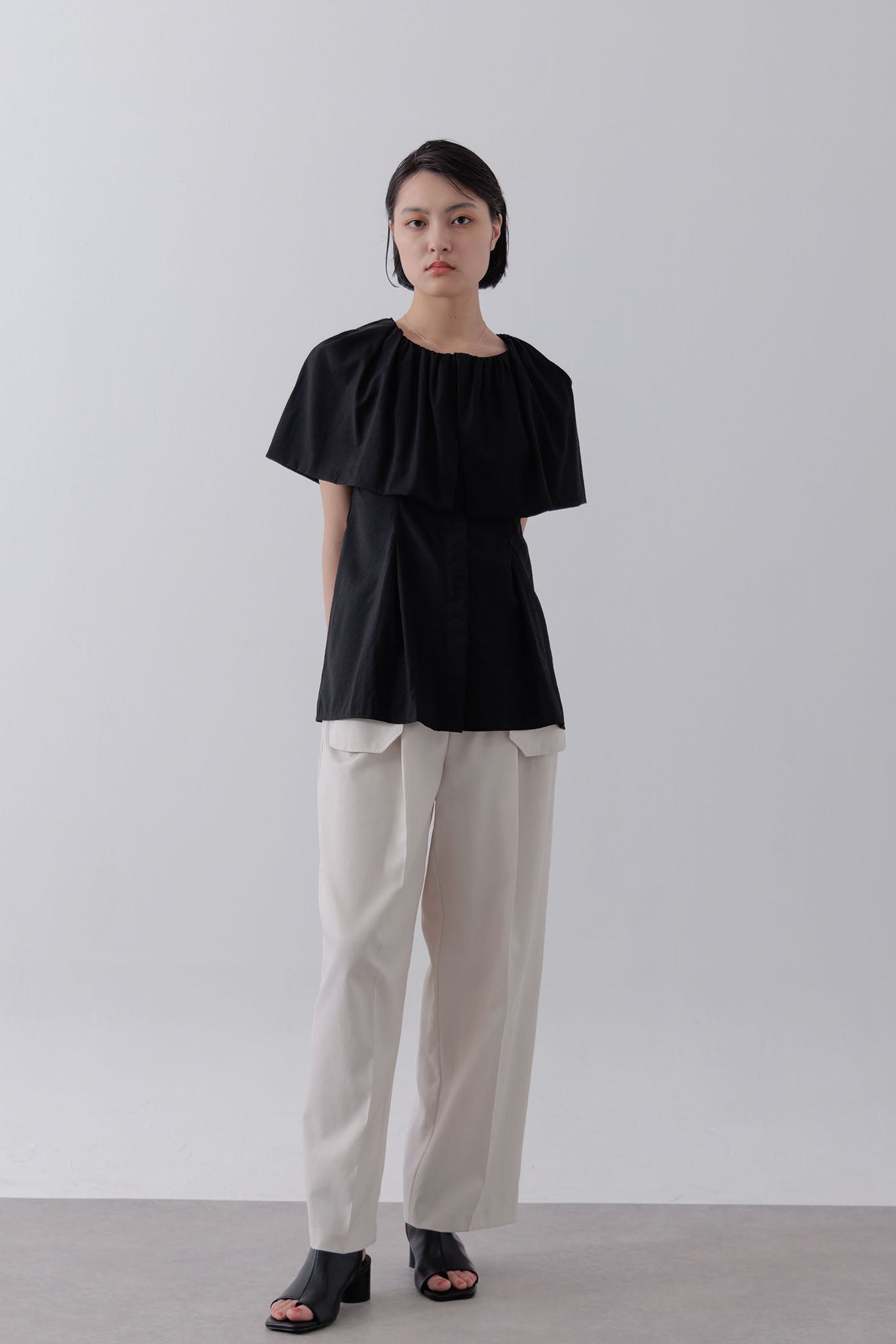 Shoulder wrap cape blouse