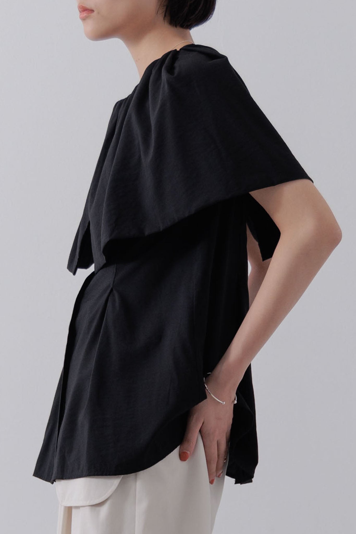 Shoulder wrap cape blouse