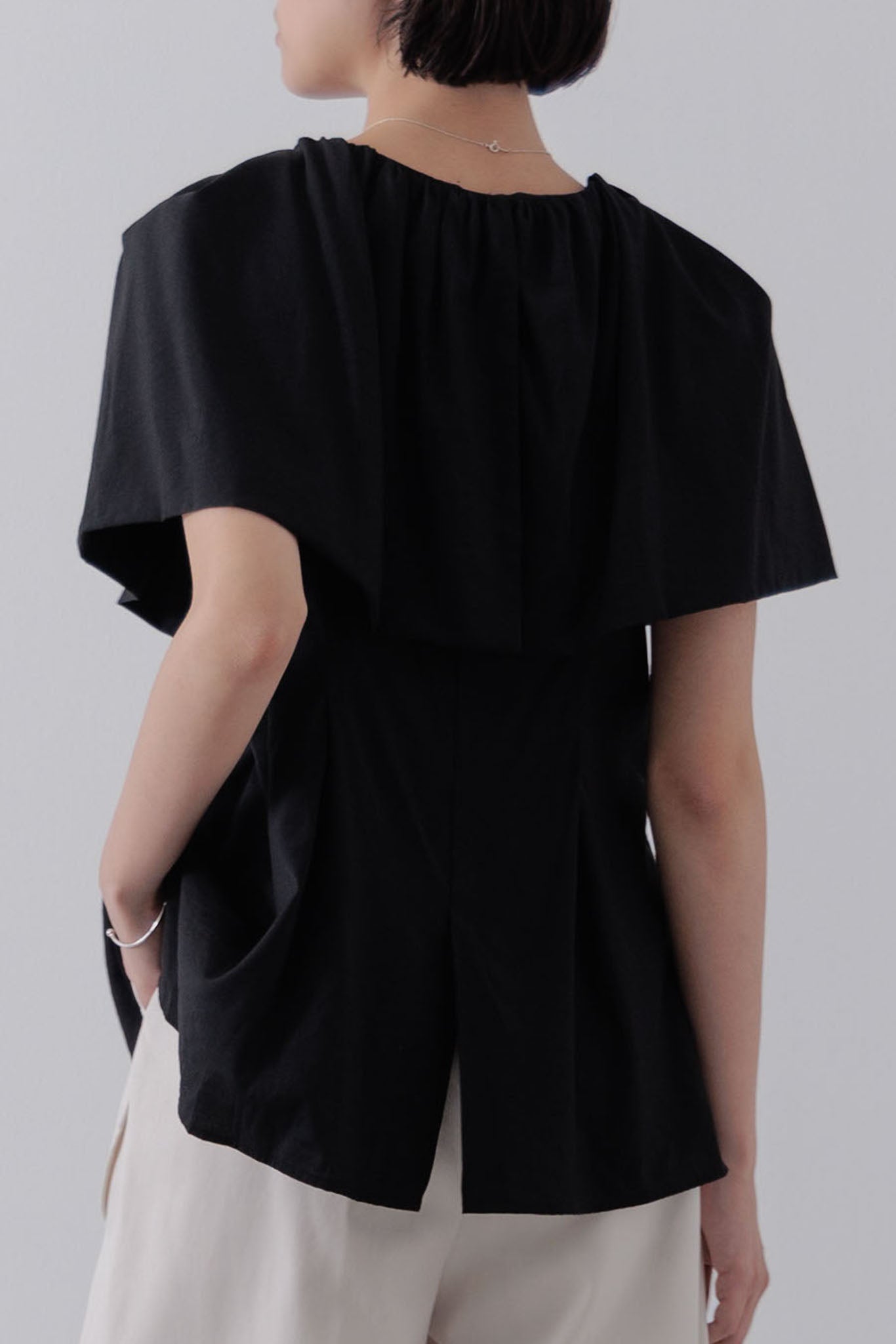 Shoulder wrap cape blouse