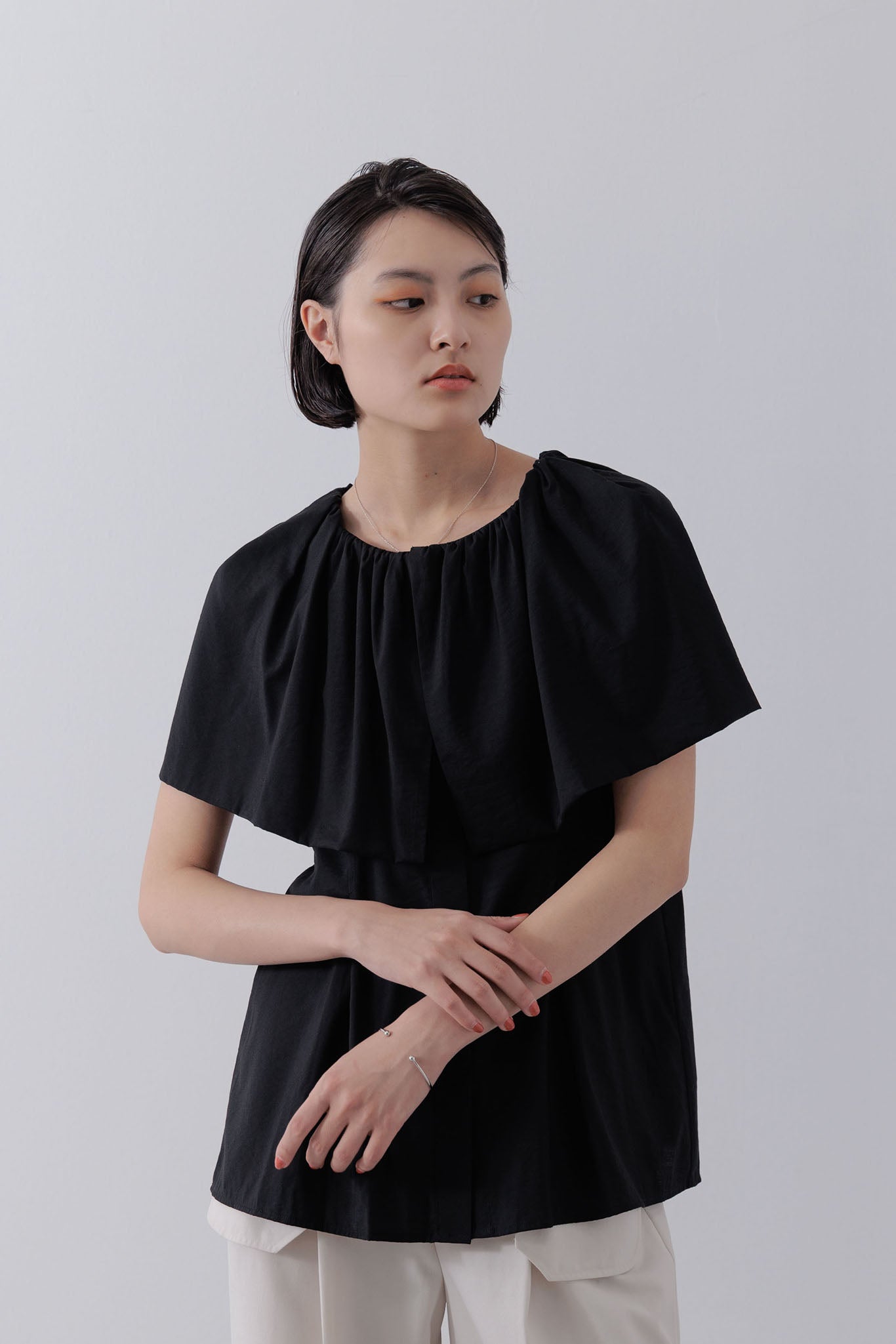 Shoulder wrap cape blouse