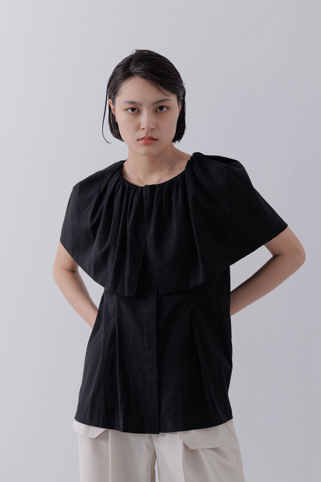 Shoulder wrap cape blouse