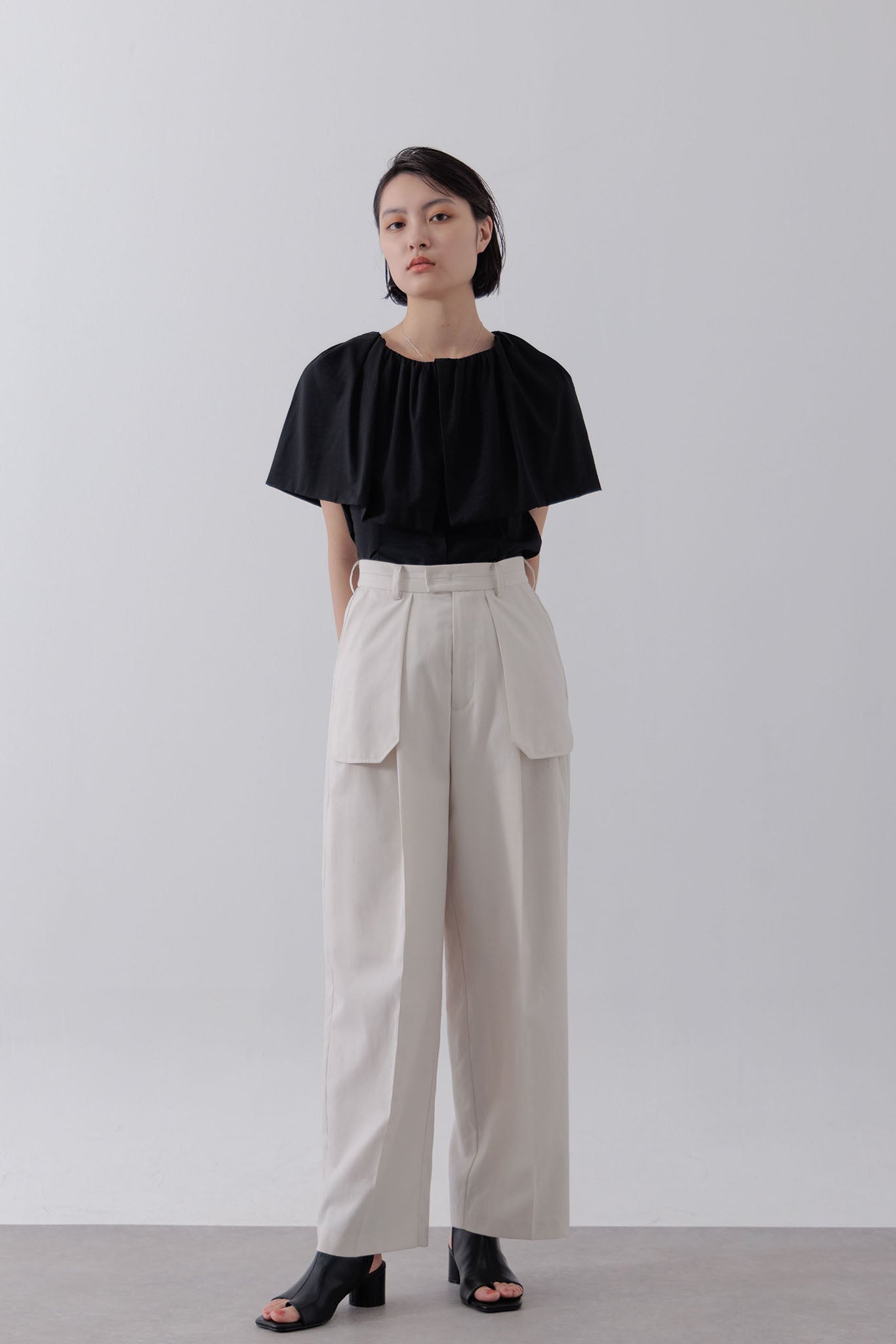 Shoulder wrap cape blouse