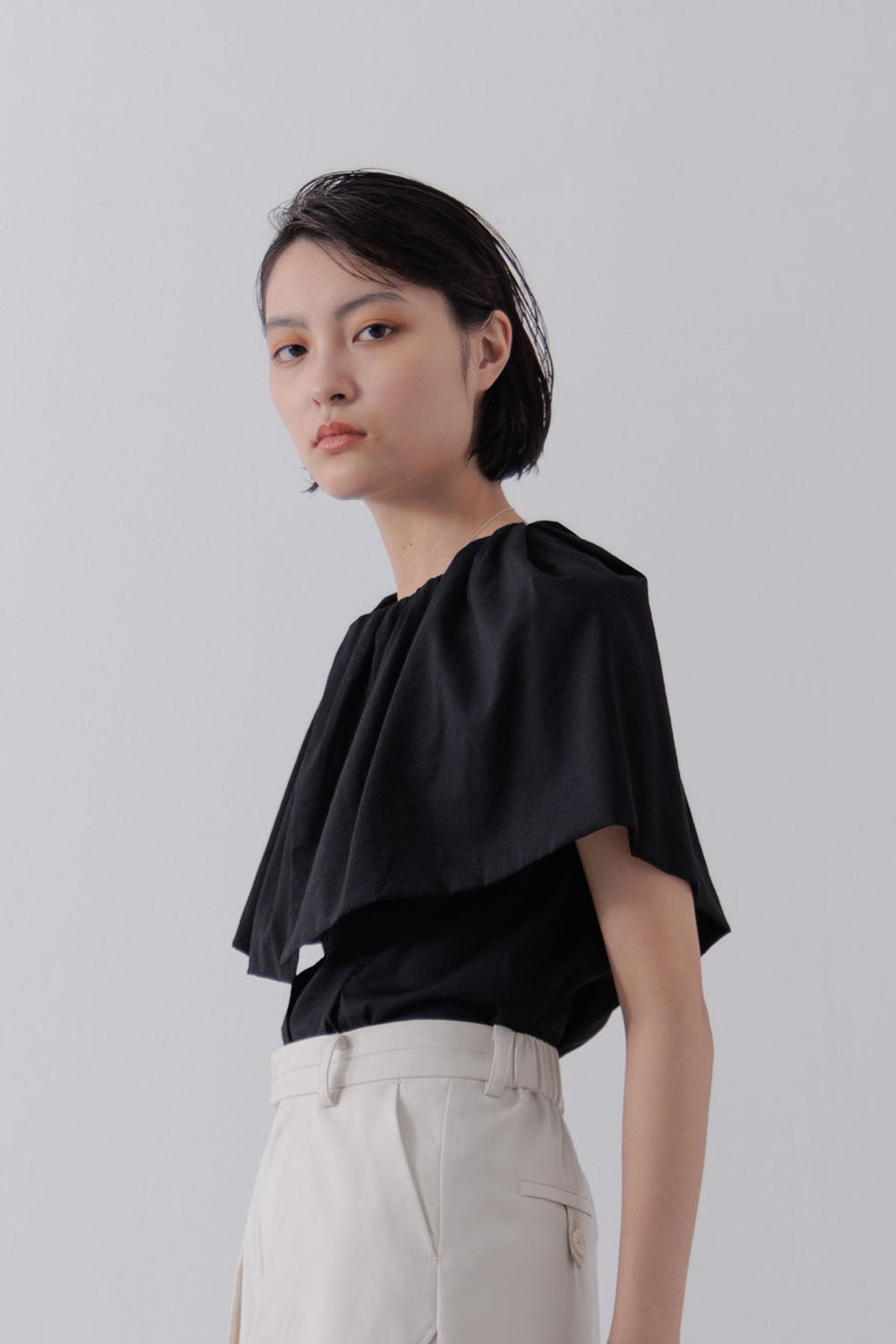 Shoulder wrap cape blouse