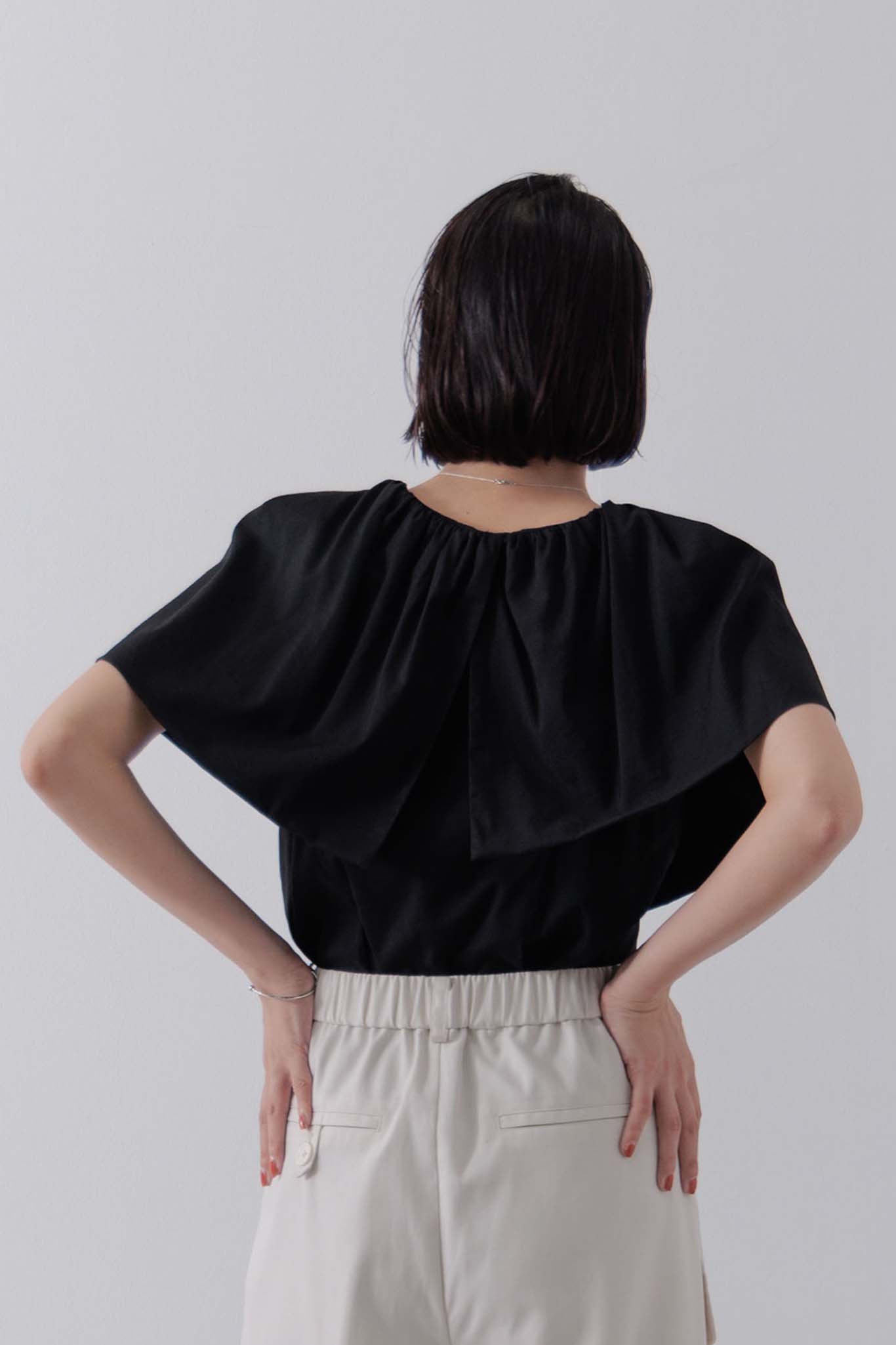 Shoulder wrap cape blouse