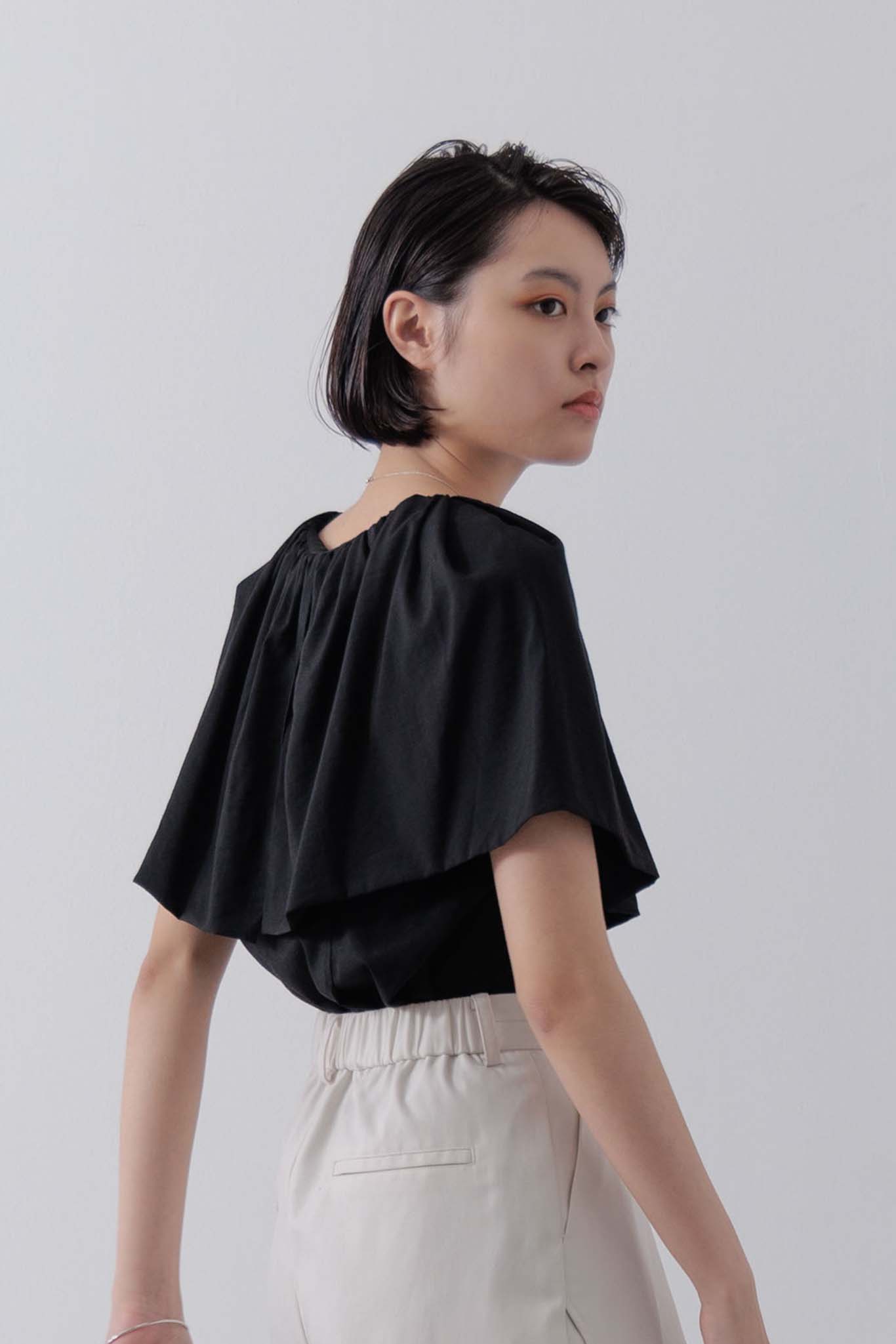 Shoulder wrap cape blouse