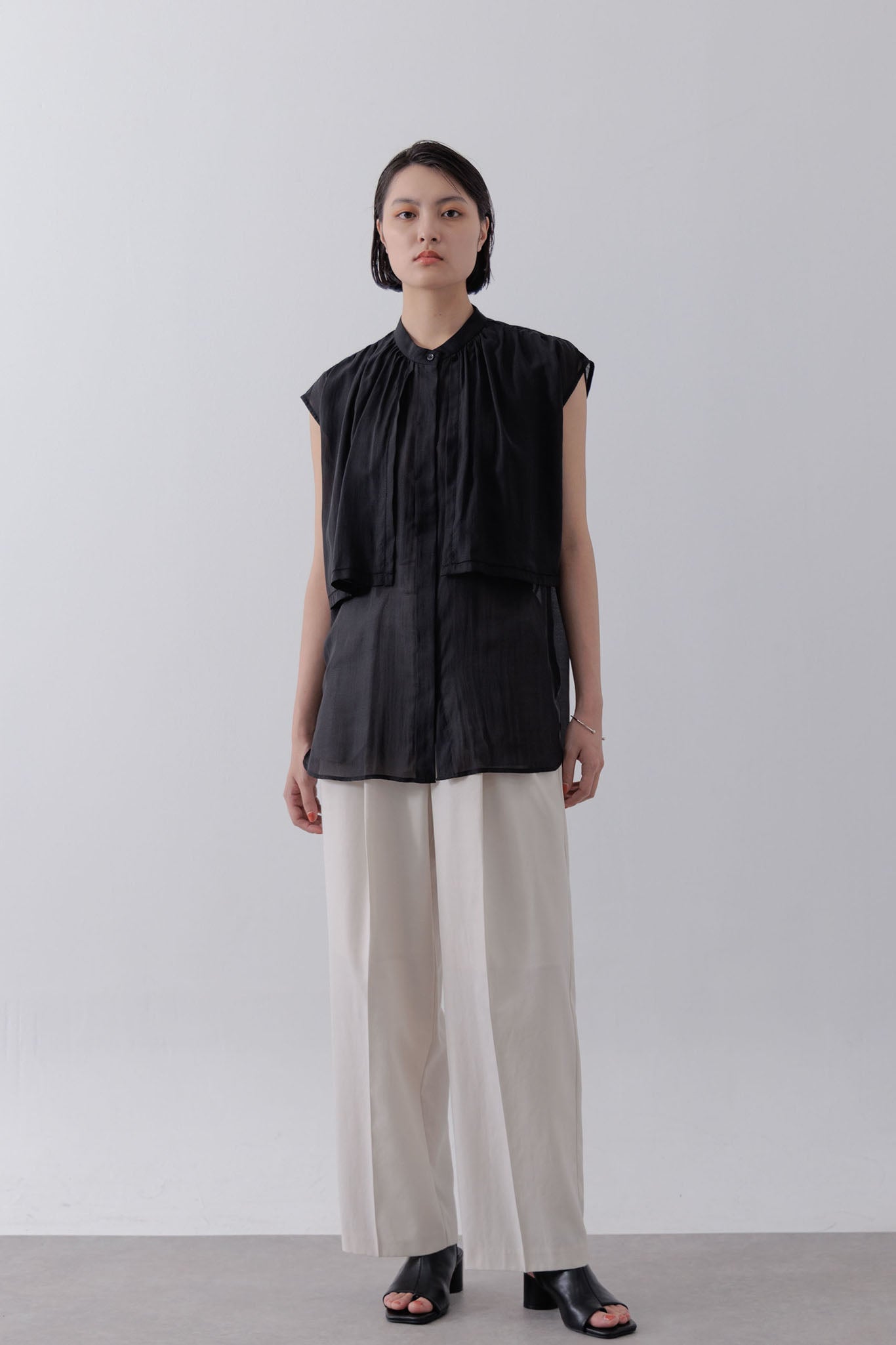 Sleeveless Cape Blouse
