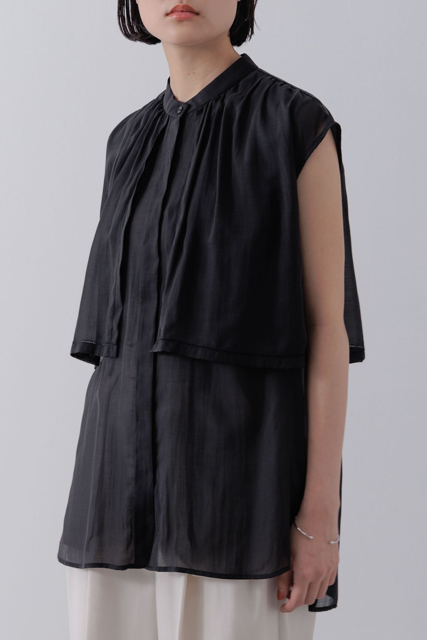 Sleeveless Cape Blouse