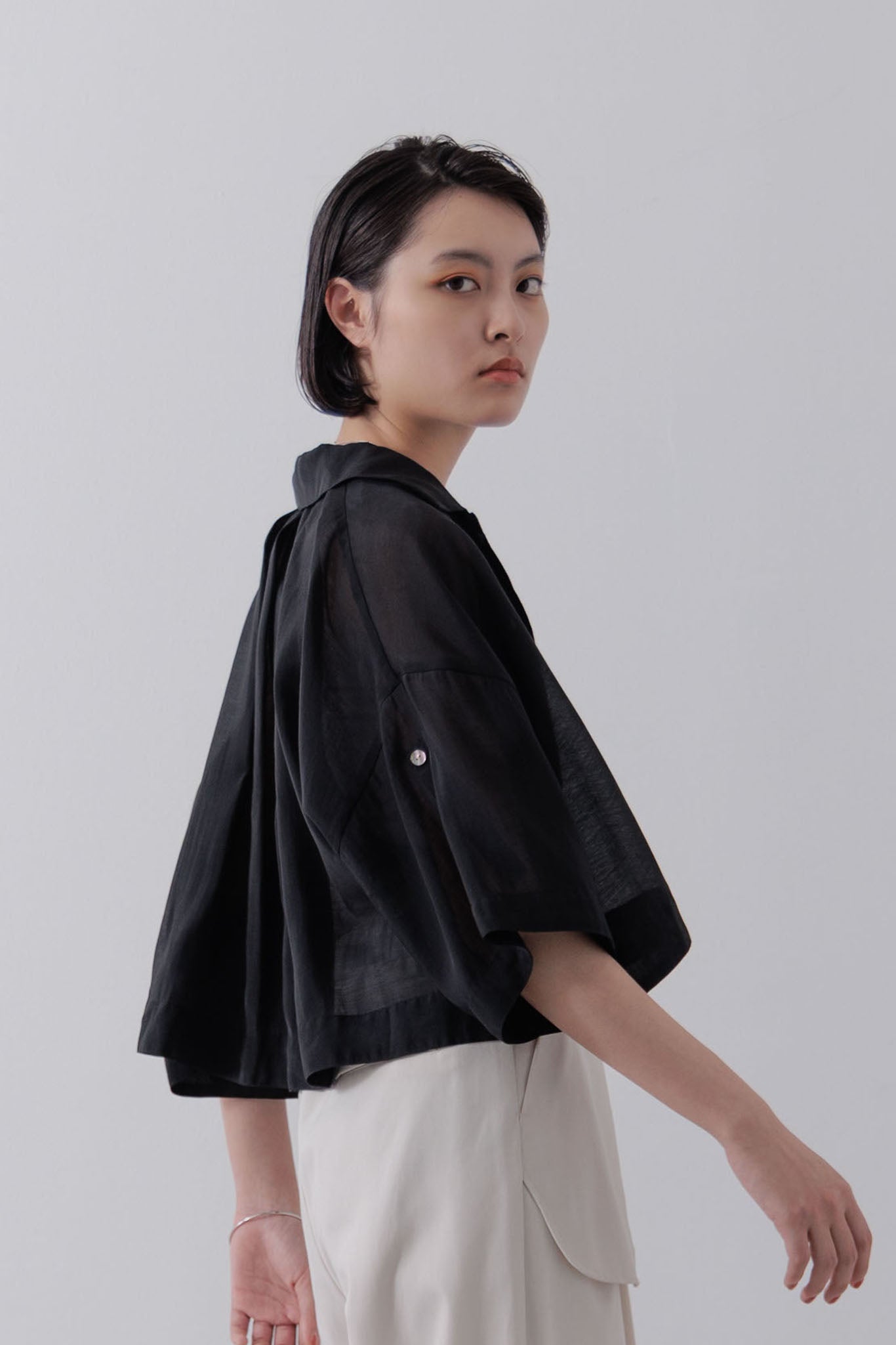 Sheer cropped shirt
