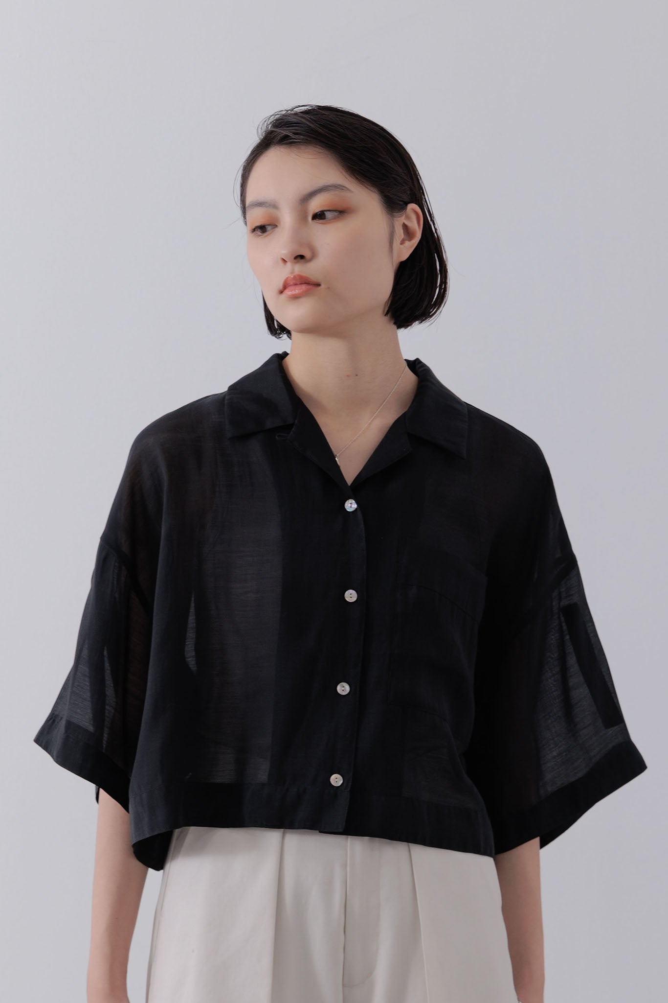 Sheer cropped shirt
