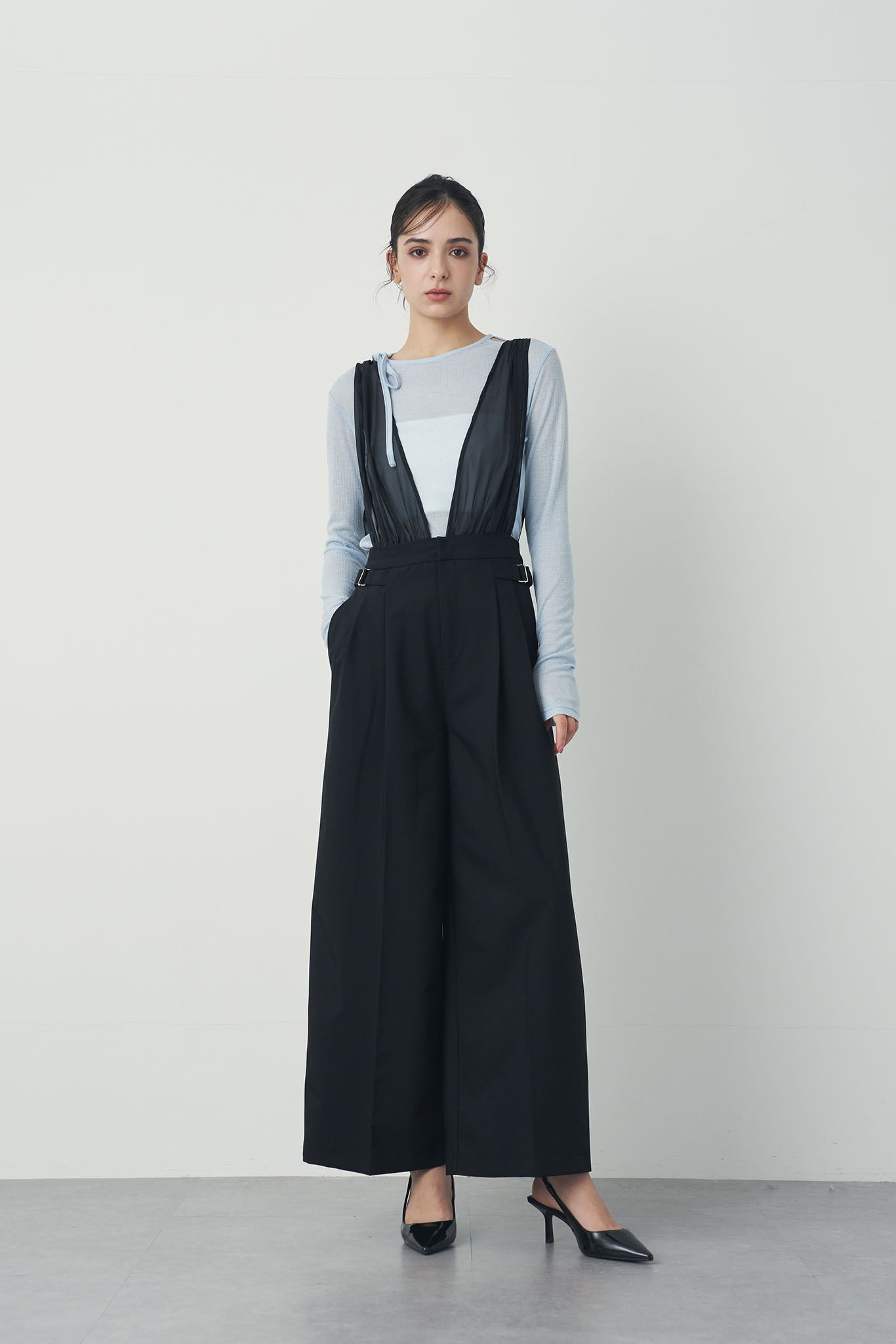 チュールサスペンダーサロペット