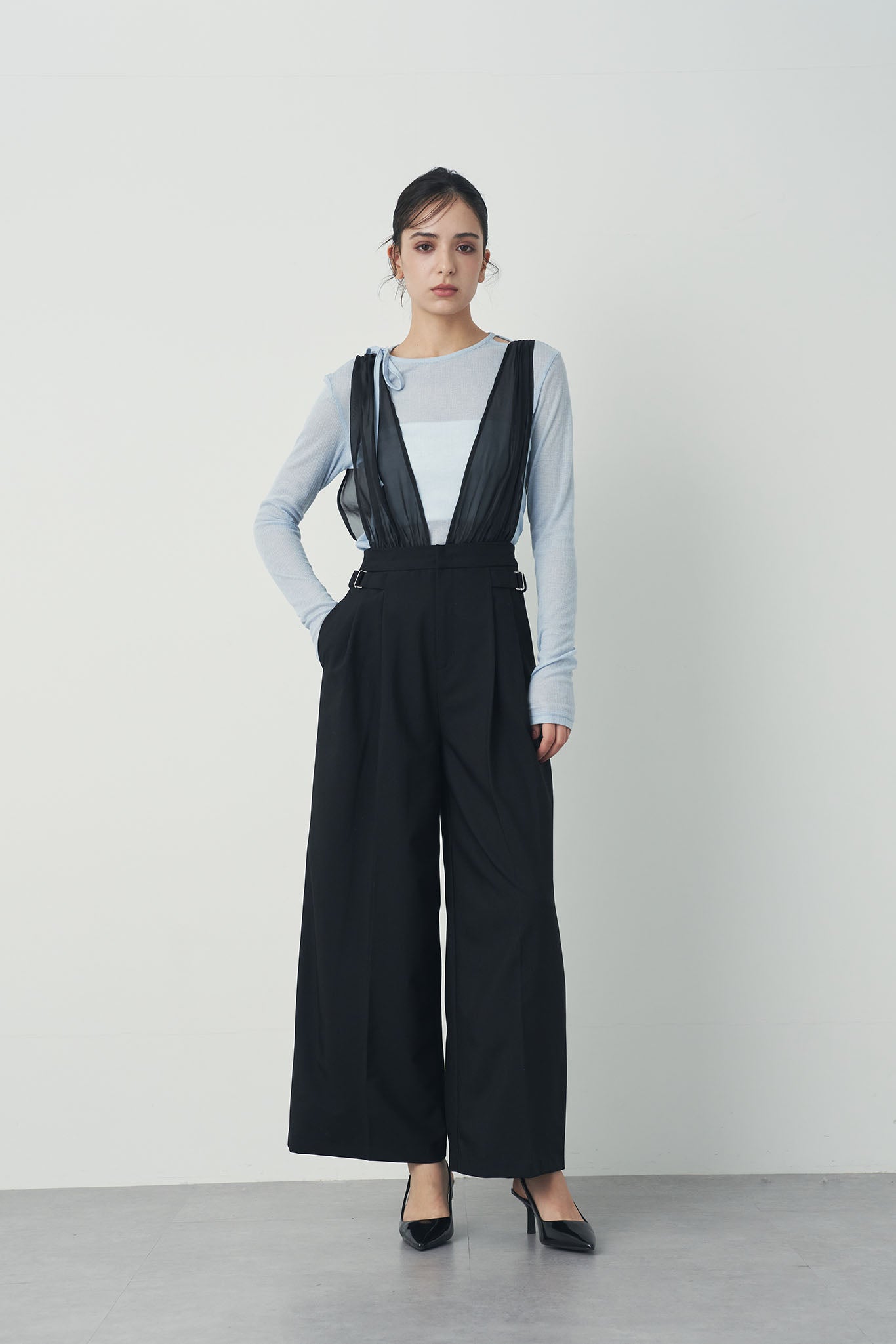 チュールサスペンダーサロペット