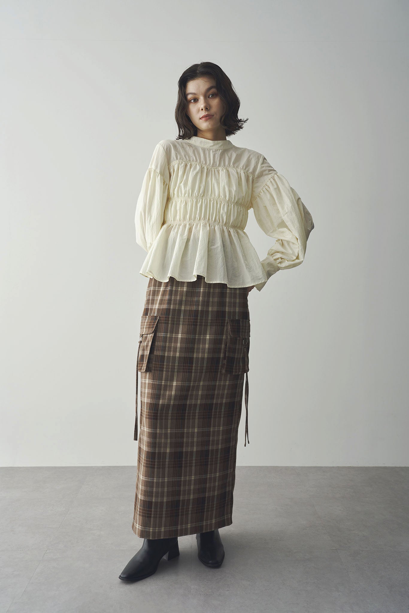 Nylon Gathered Blouse