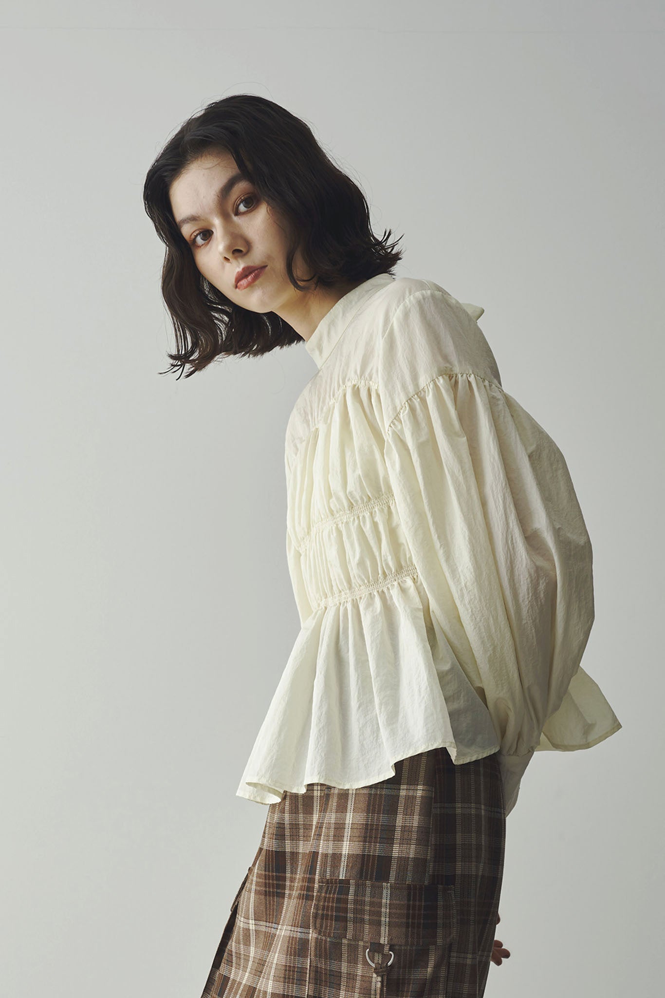Nylon Gathered Blouse