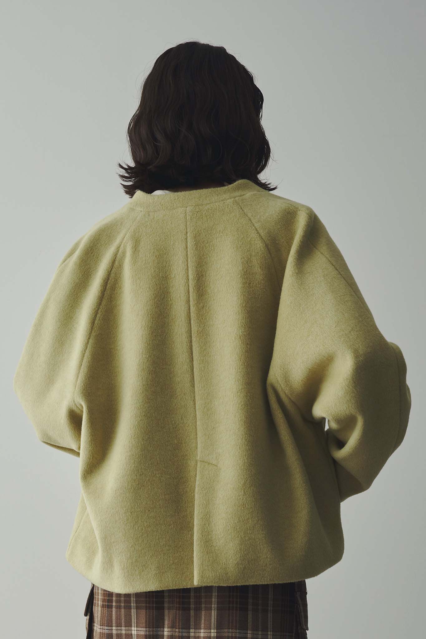 Cropped collarless coat