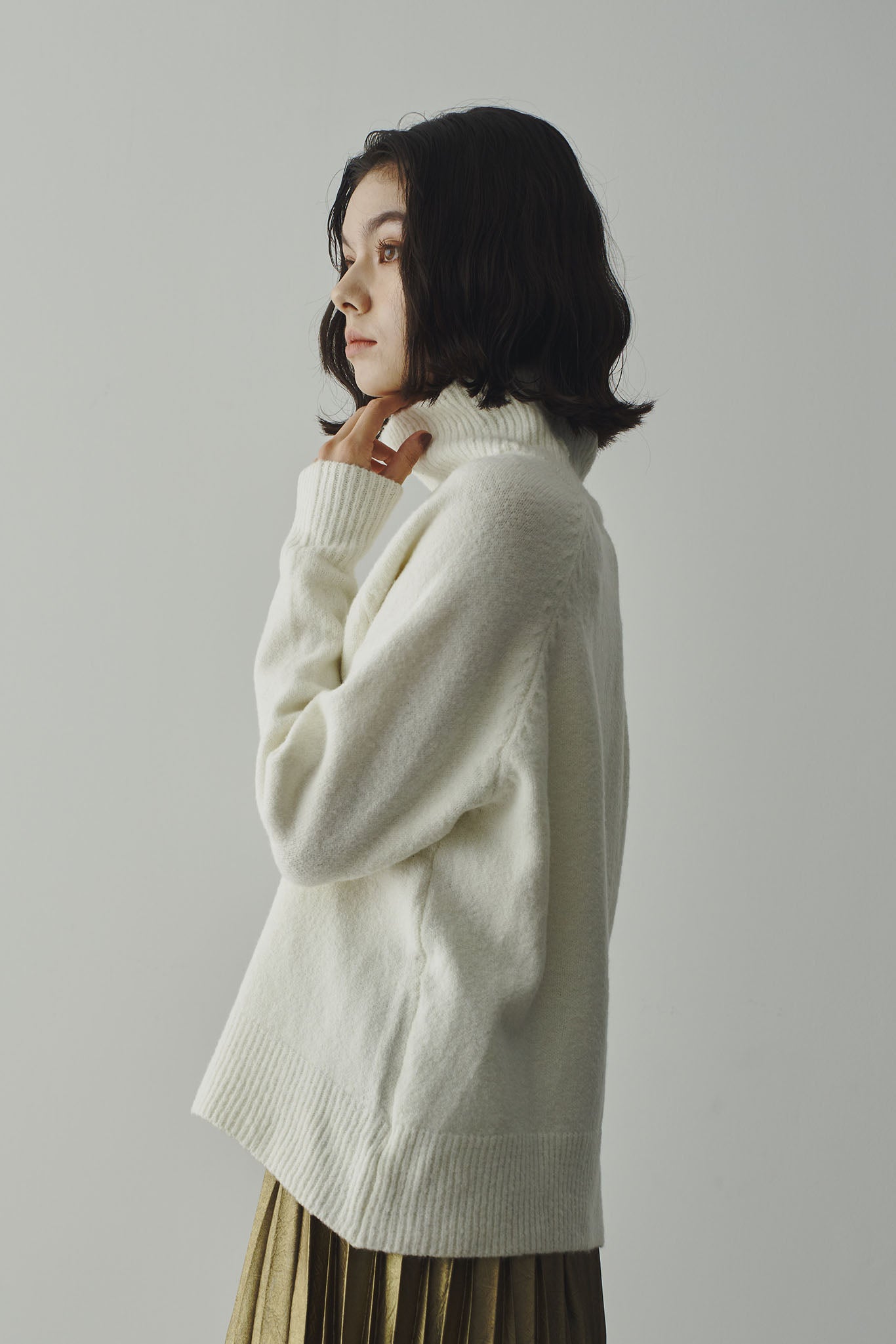 High neck mohair yarn knit