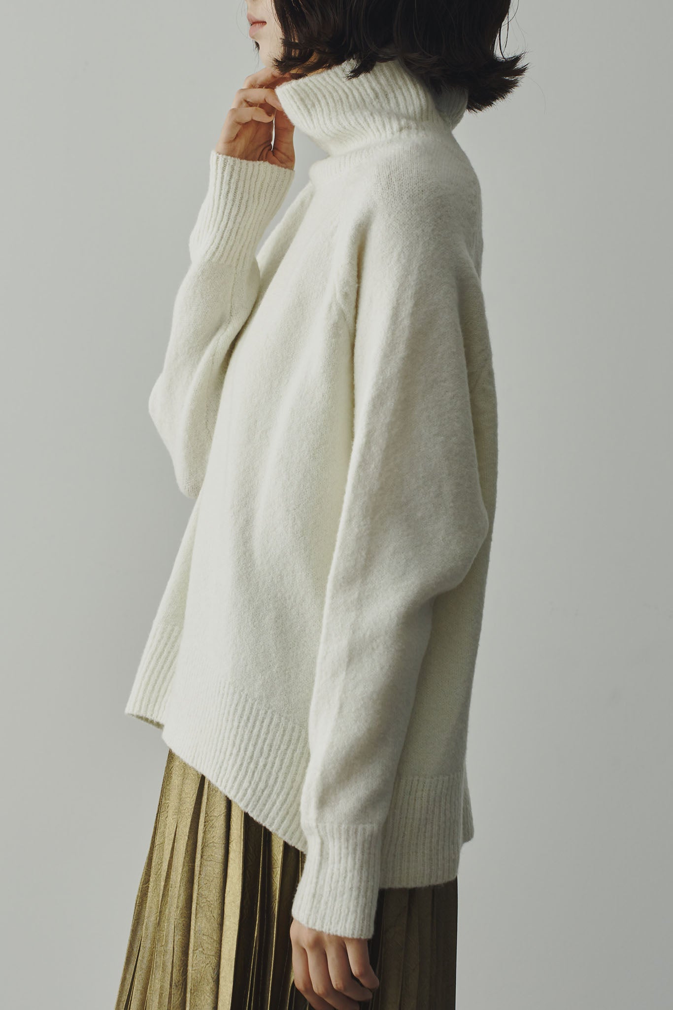 High neck mohair yarn knit