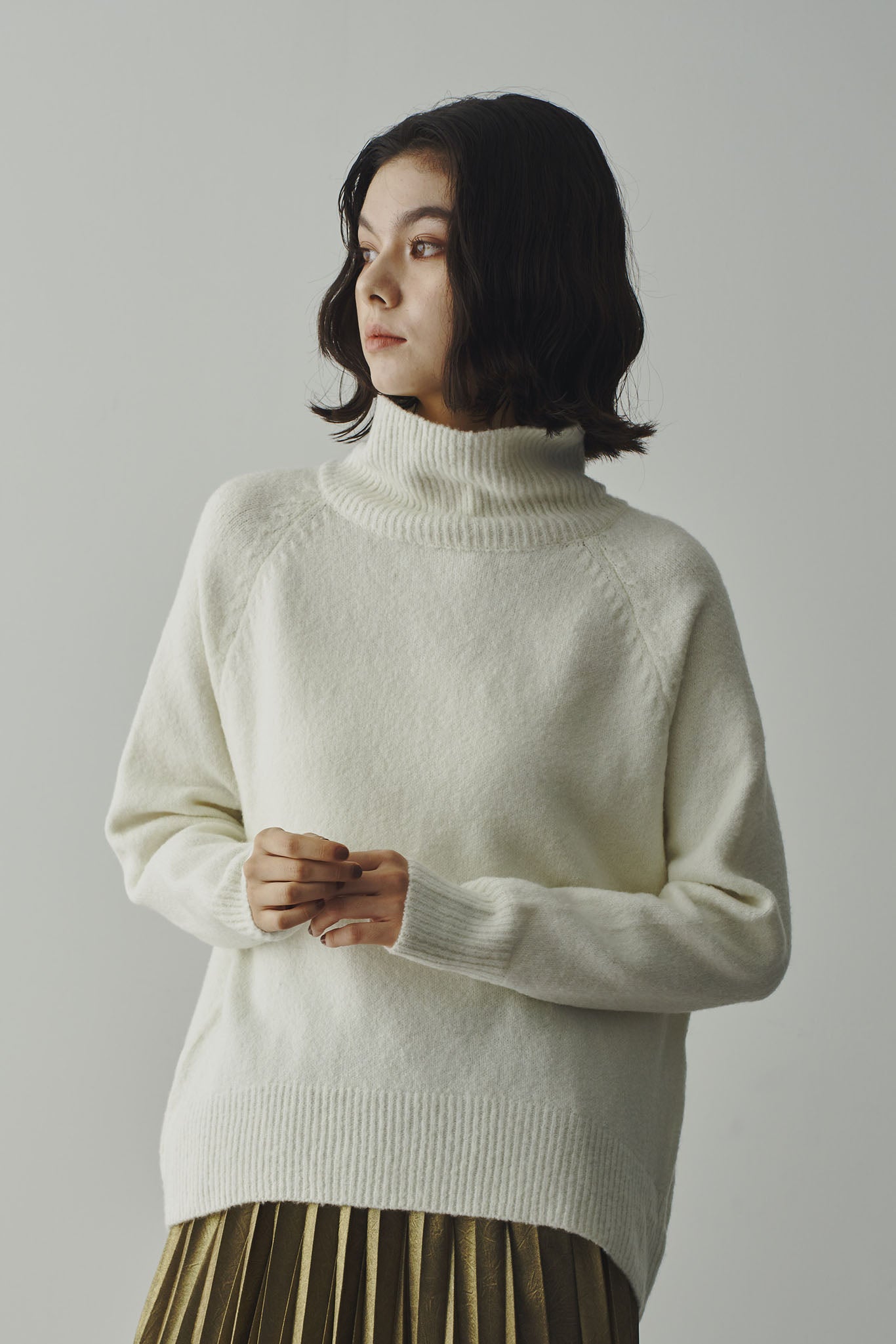 High neck mohair yarn knit