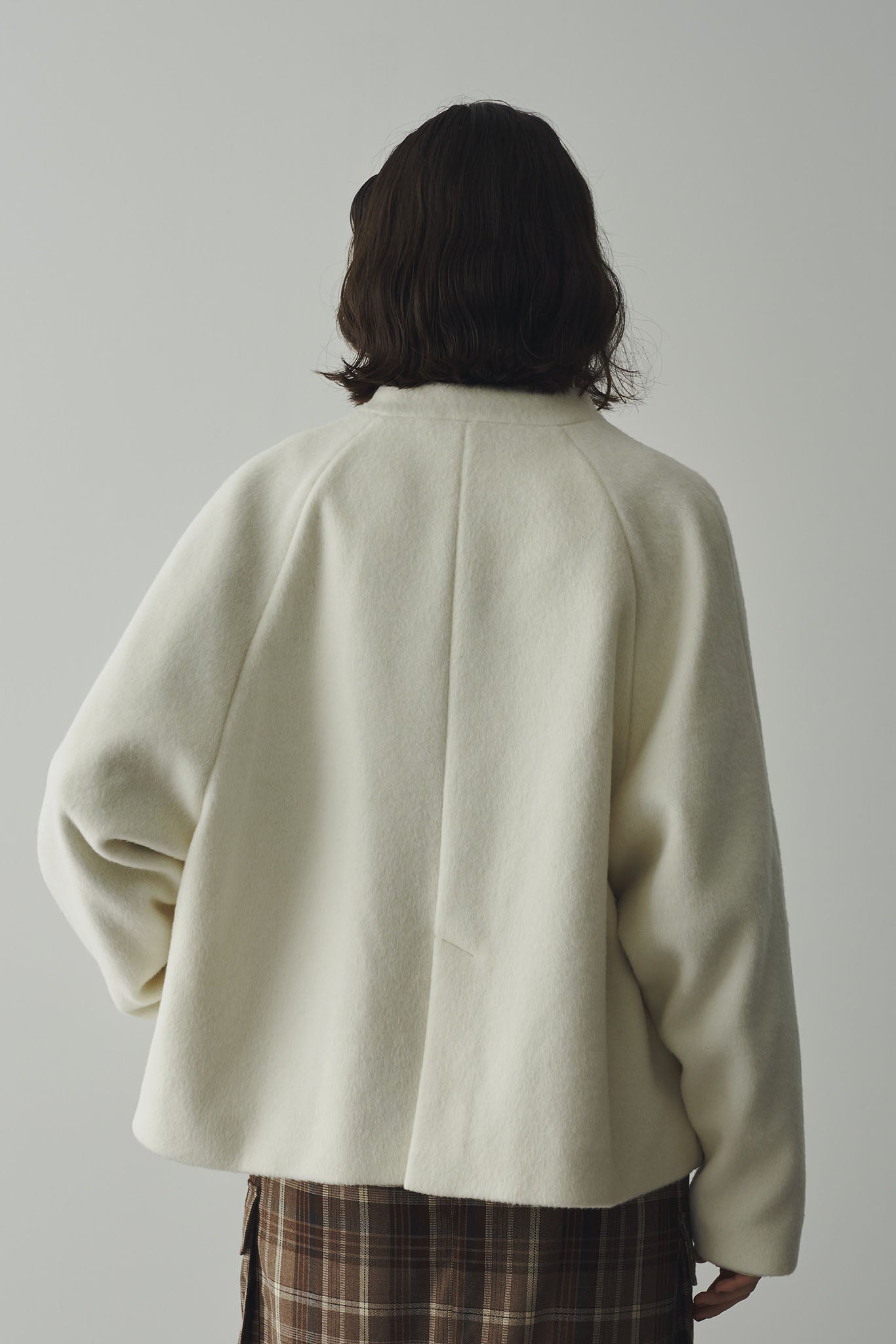 Cropped collarless coat
