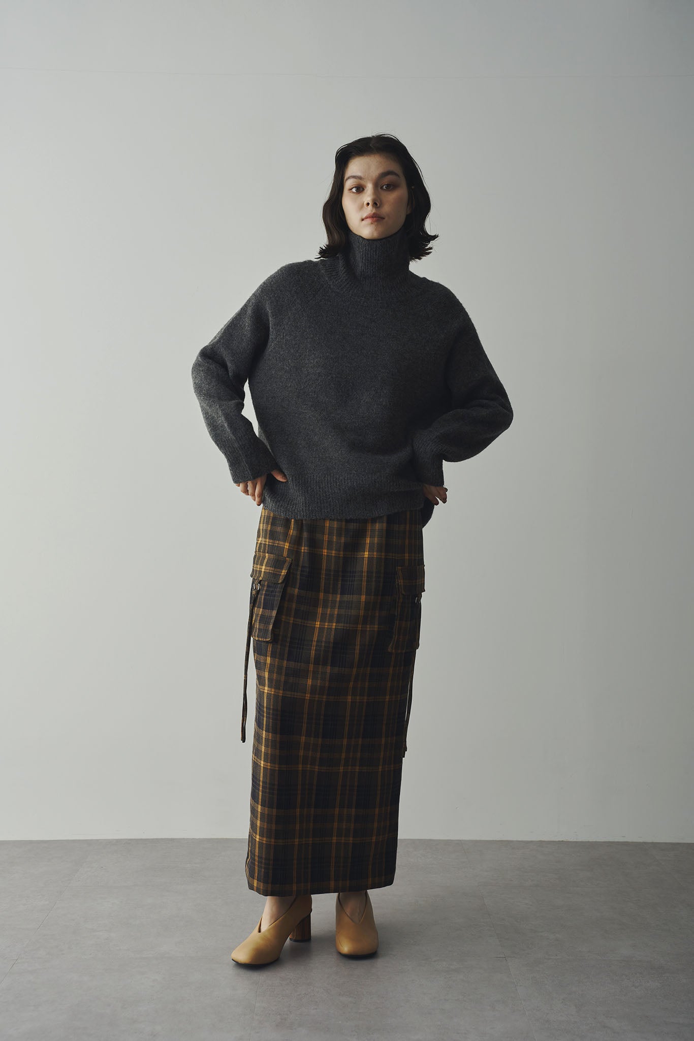 High neck mohair yarn knit