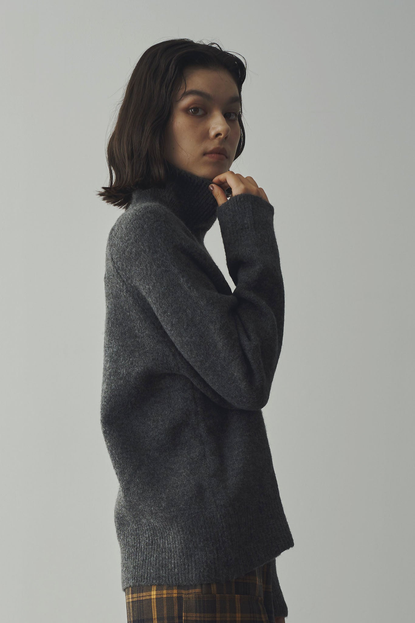 High neck mohair yarn knit